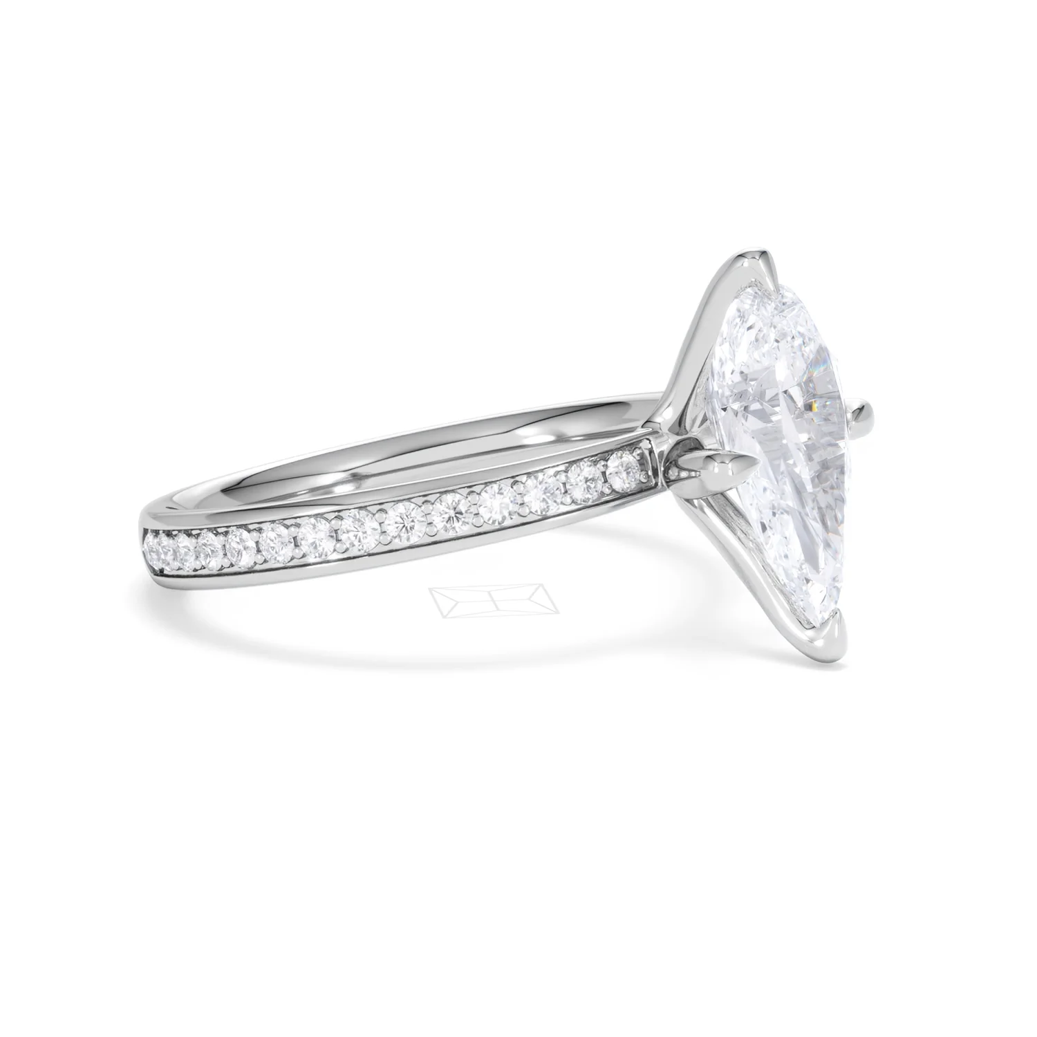 Origin Twist 2.00ct Pear Cut Lab Diamond Solitaire Engagement Ring with Side Stones in Platinum - Image 21