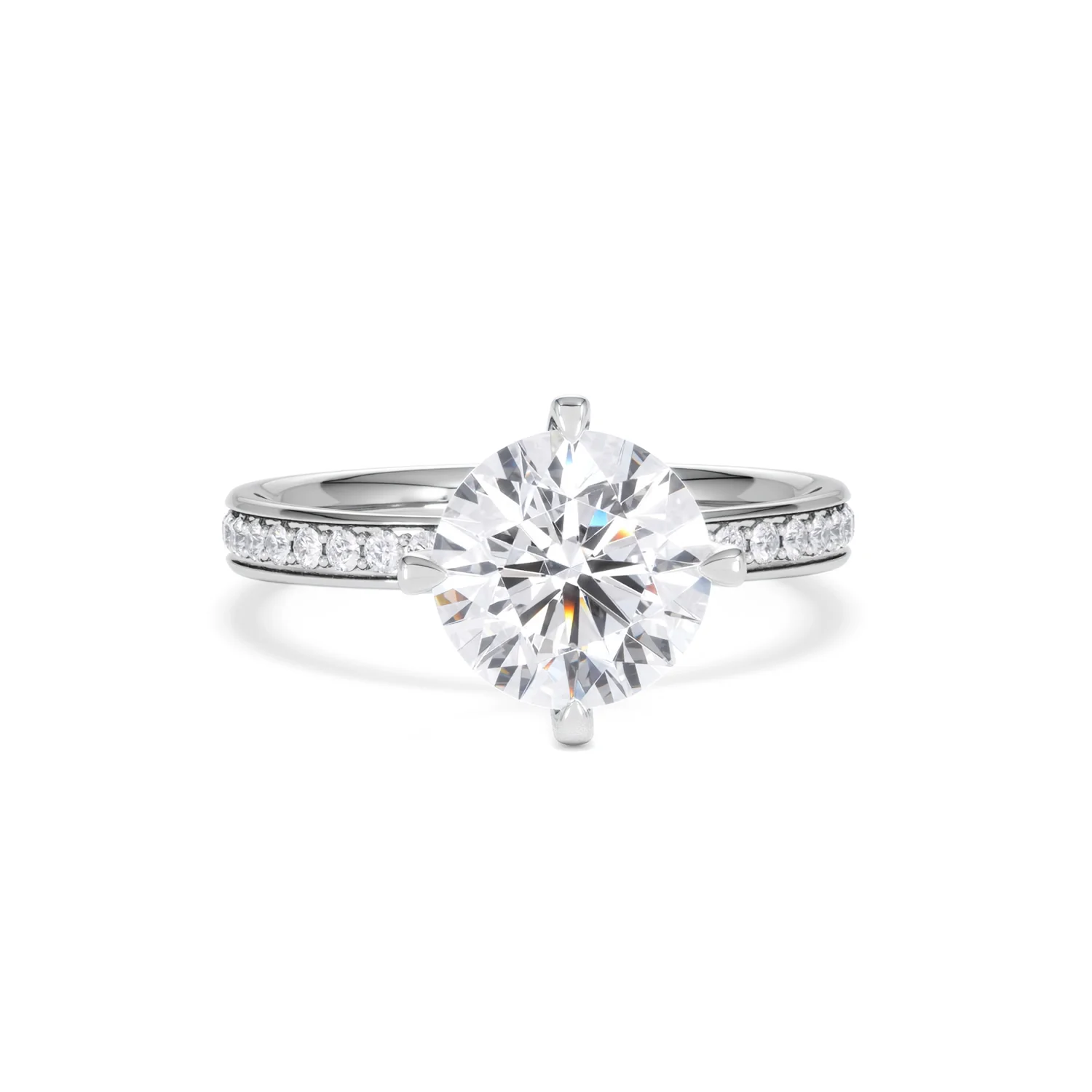 Origin Twist 2.00ct Round Cut Lab Diamond Solitaire Engagement Ring with Side Stones in Platinum - Image 10