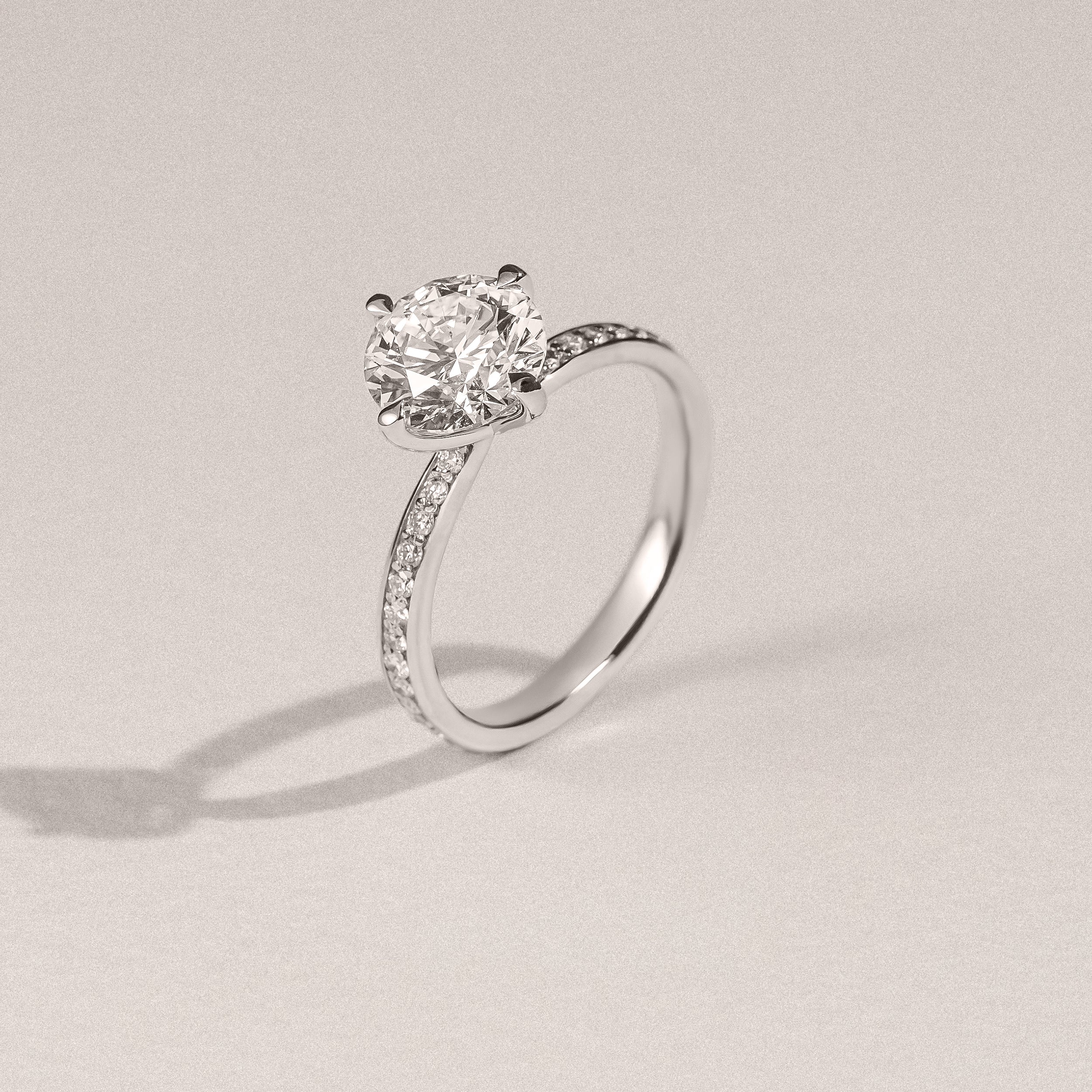 Origin Twist 2.00ct Round Cut Lab Diamond Solitaire Engagement Ring with Side Stones in Platinum - Image 6