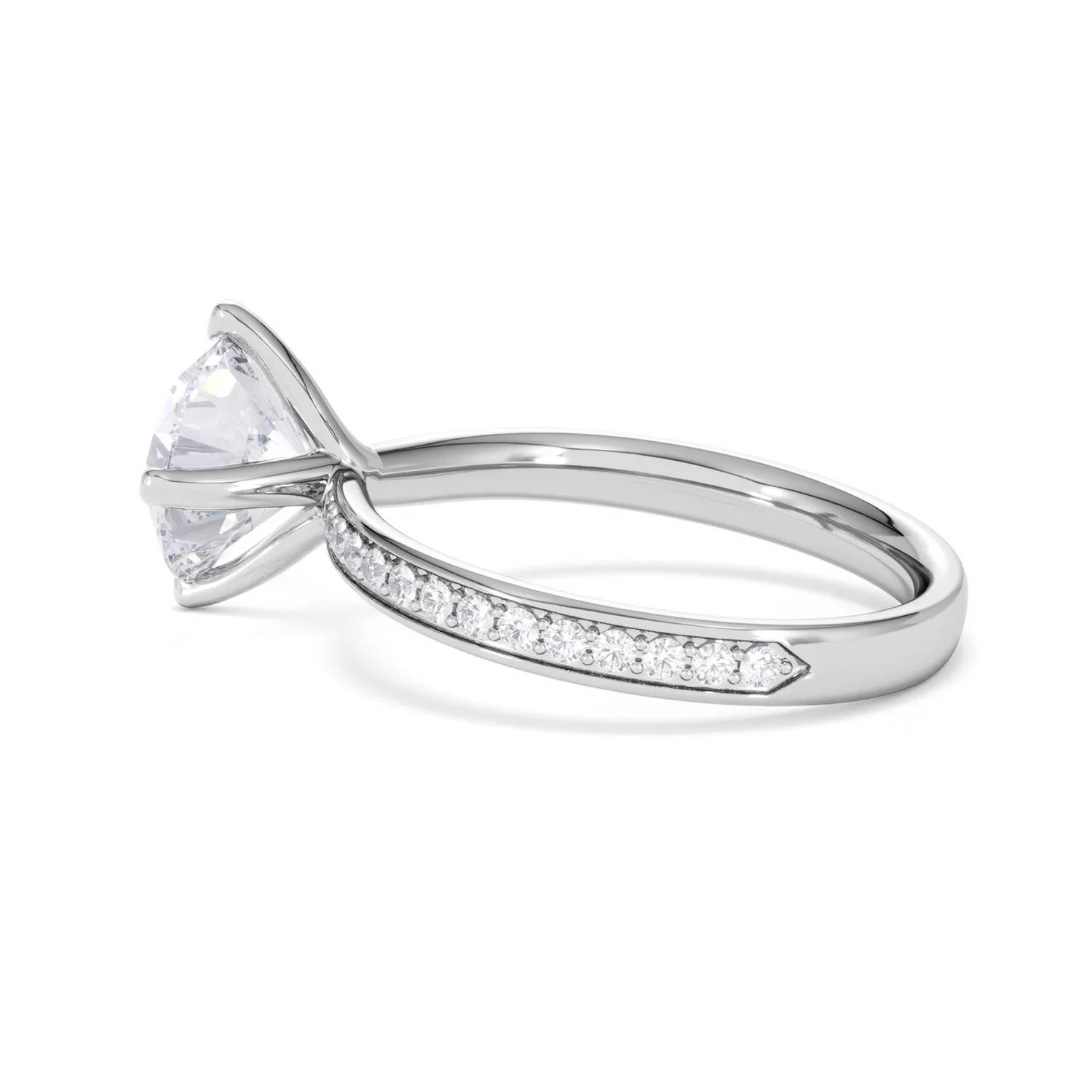 Origin Twist 2.00ct Round Cut Lab Diamond Solitaire Engagement Ring with Side Stones in Platinum - Image 65
