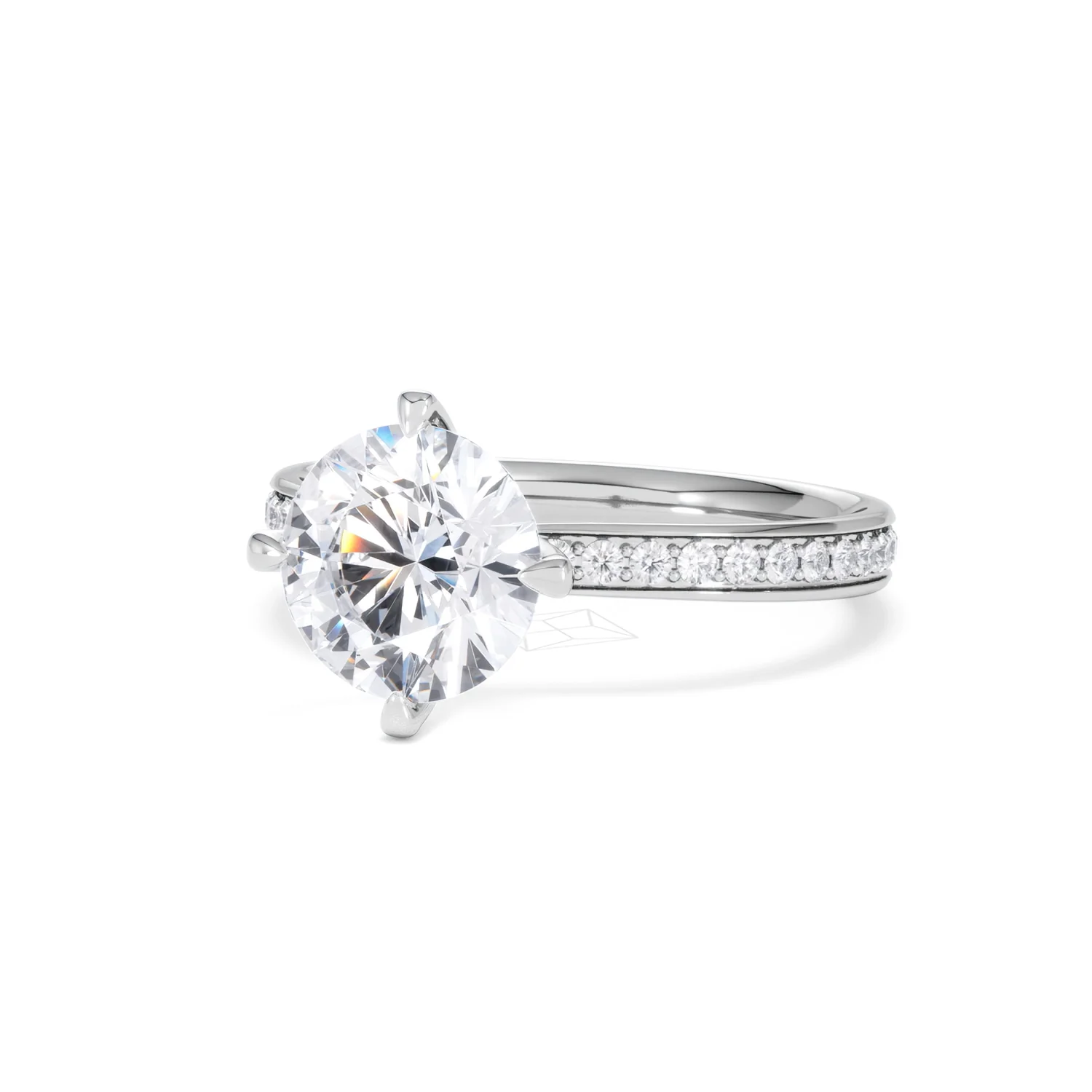 Origin Twist 2.00ct Round Cut Lab Diamond Solitaire Engagement Ring with Side Stones in Platinum - Image 84