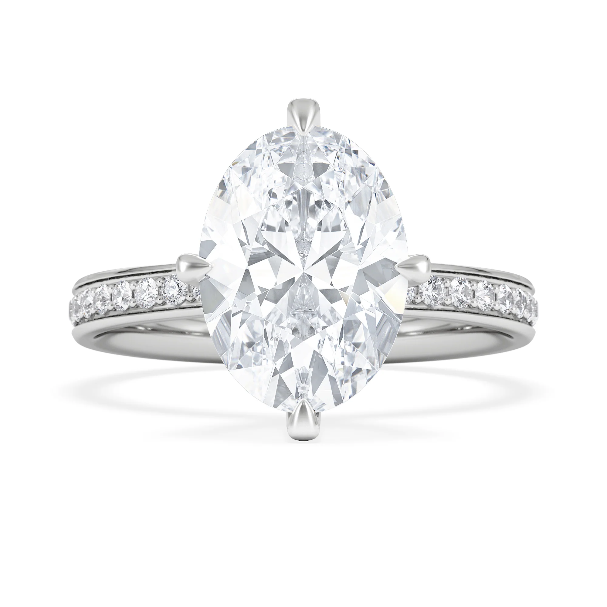 Origin Twist 3.00ct Oval Cut Lab Diamond Solitaire Engagement Ring with Side Stones in Platinum - Image 6
