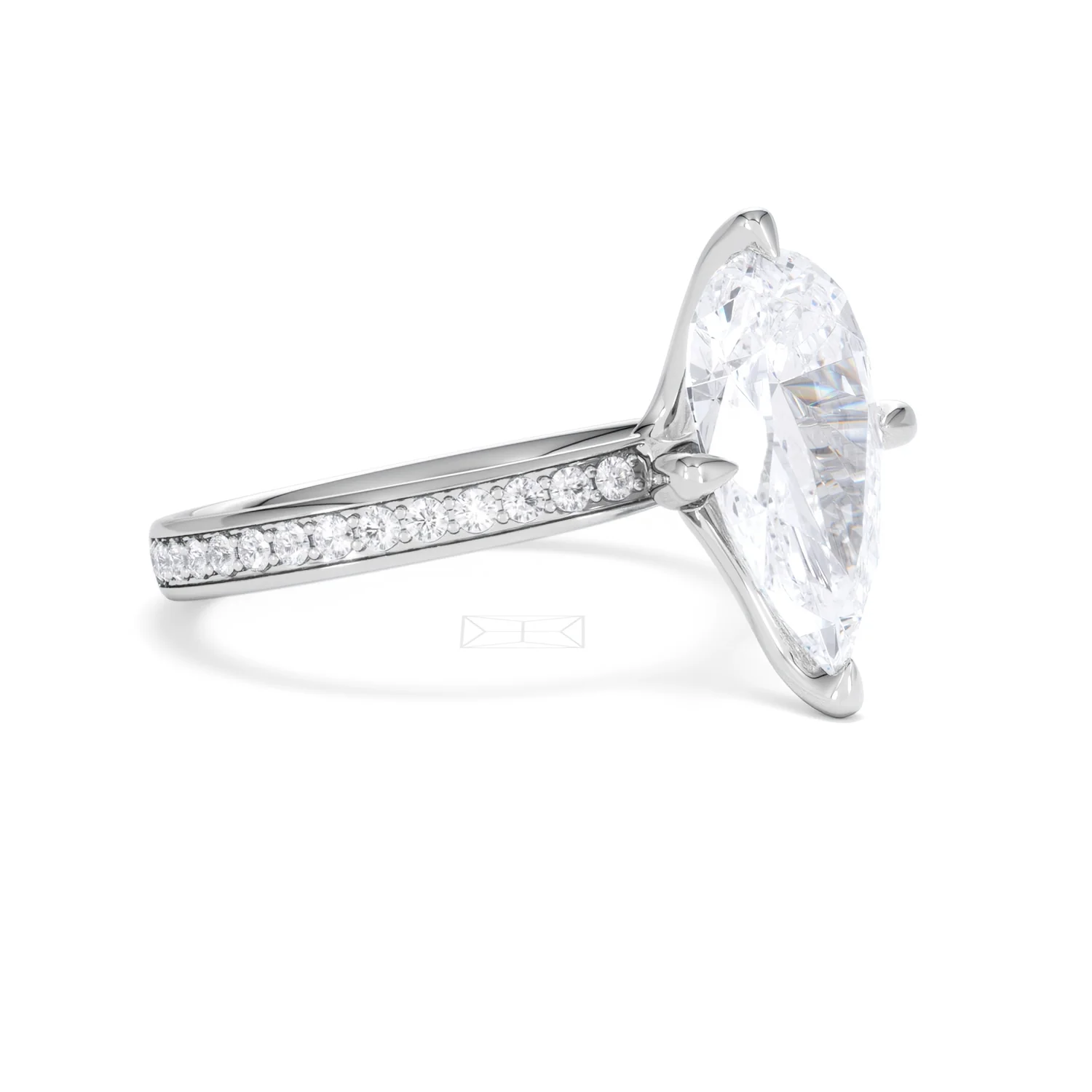 Origin Twist 3.00ct Pear Cut Lab Diamond Solitaire Engagement Ring with Side Stones in Platinum - Image 17