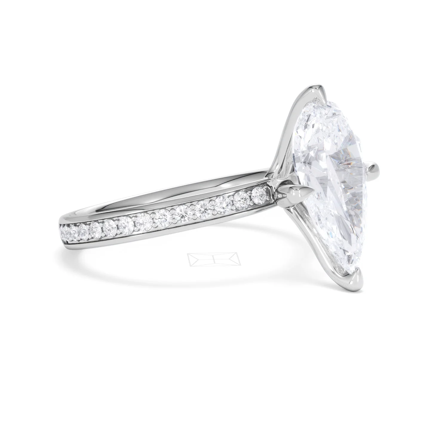 Origin Twist 3.00ct Pear Cut Lab Diamond Solitaire Engagement Ring with Side Stones in Platinum - Image 18