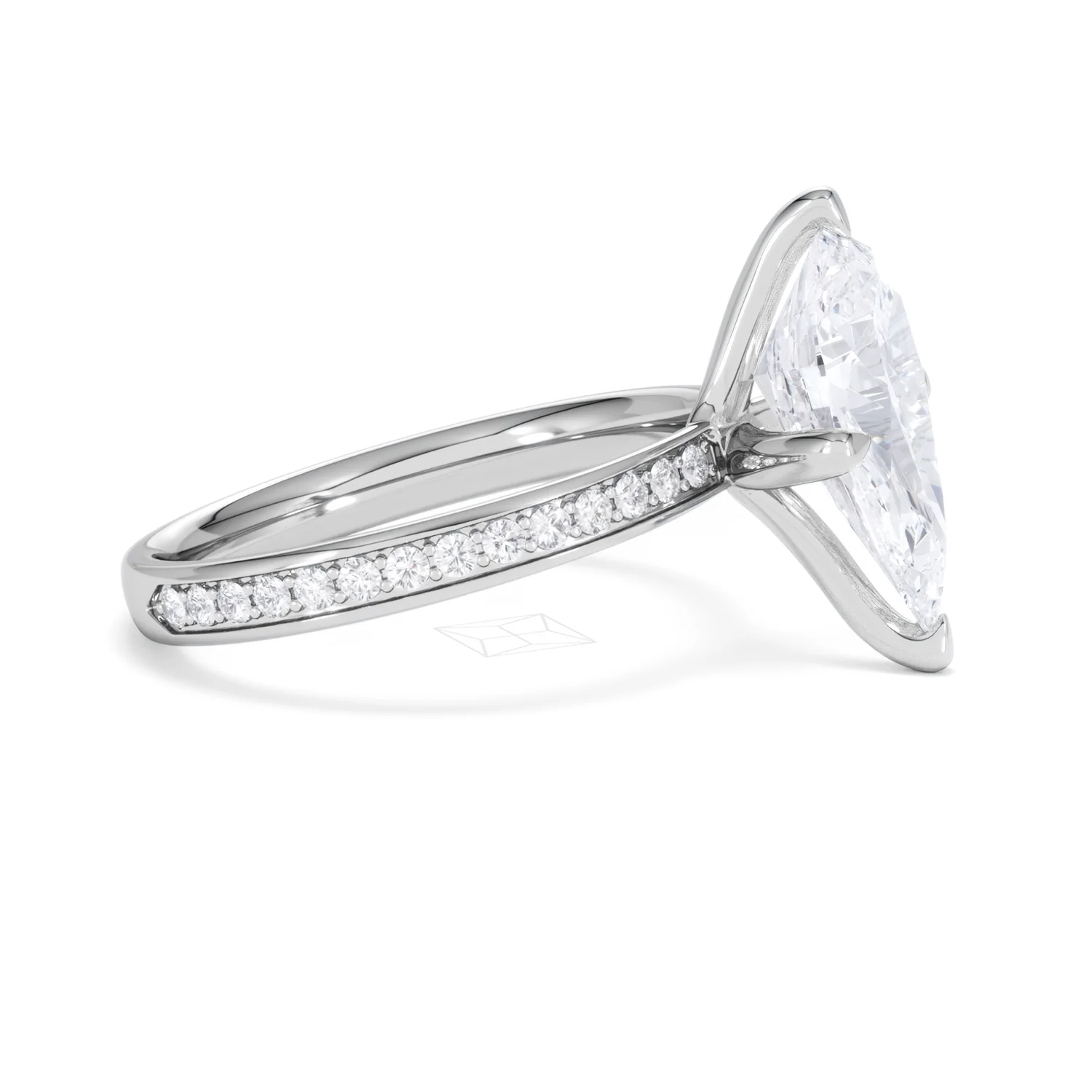 Origin Twist 3.00ct Pear Cut Lab Diamond Solitaire Engagement Ring with Side Stones in Platinum - Image 23