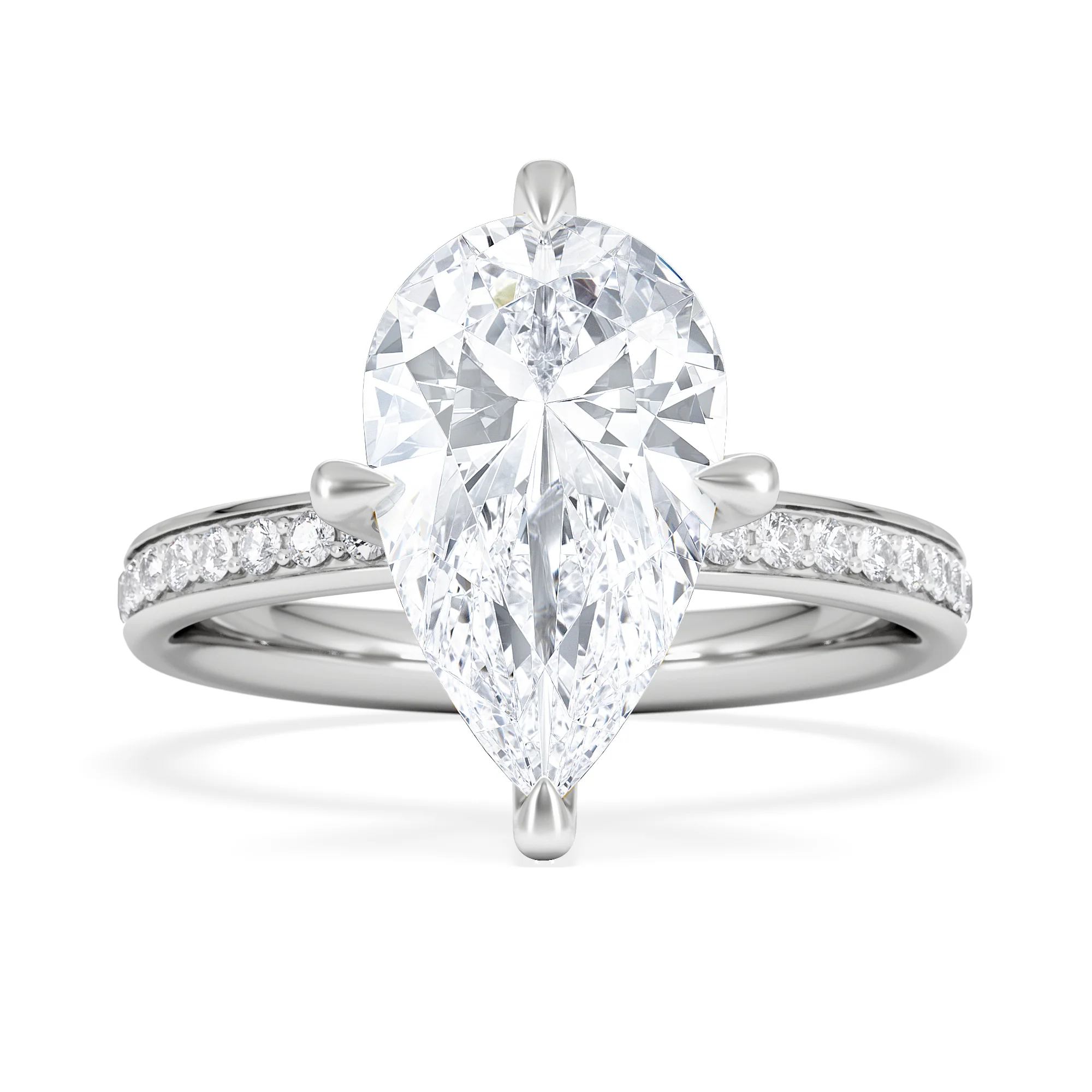 Origin Twist 3.00ct Pear Cut Lab Diamond Solitaire Engagement Ring with Side Stones in Platinum - Image 6
