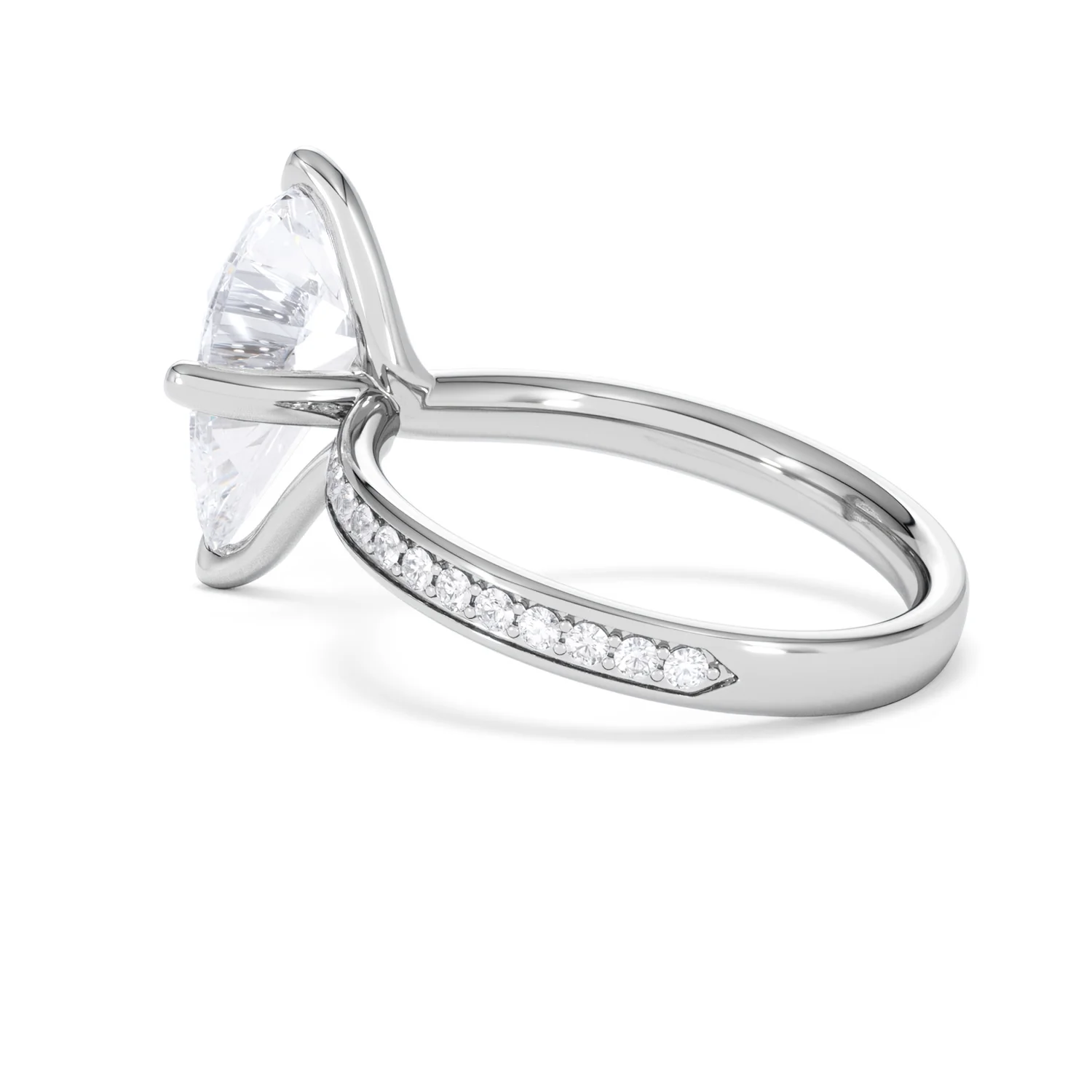 Origin Twist 3.00ct Pear Cut Lab Diamond Solitaire Engagement Ring with Side Stones in Platinum - Image 60