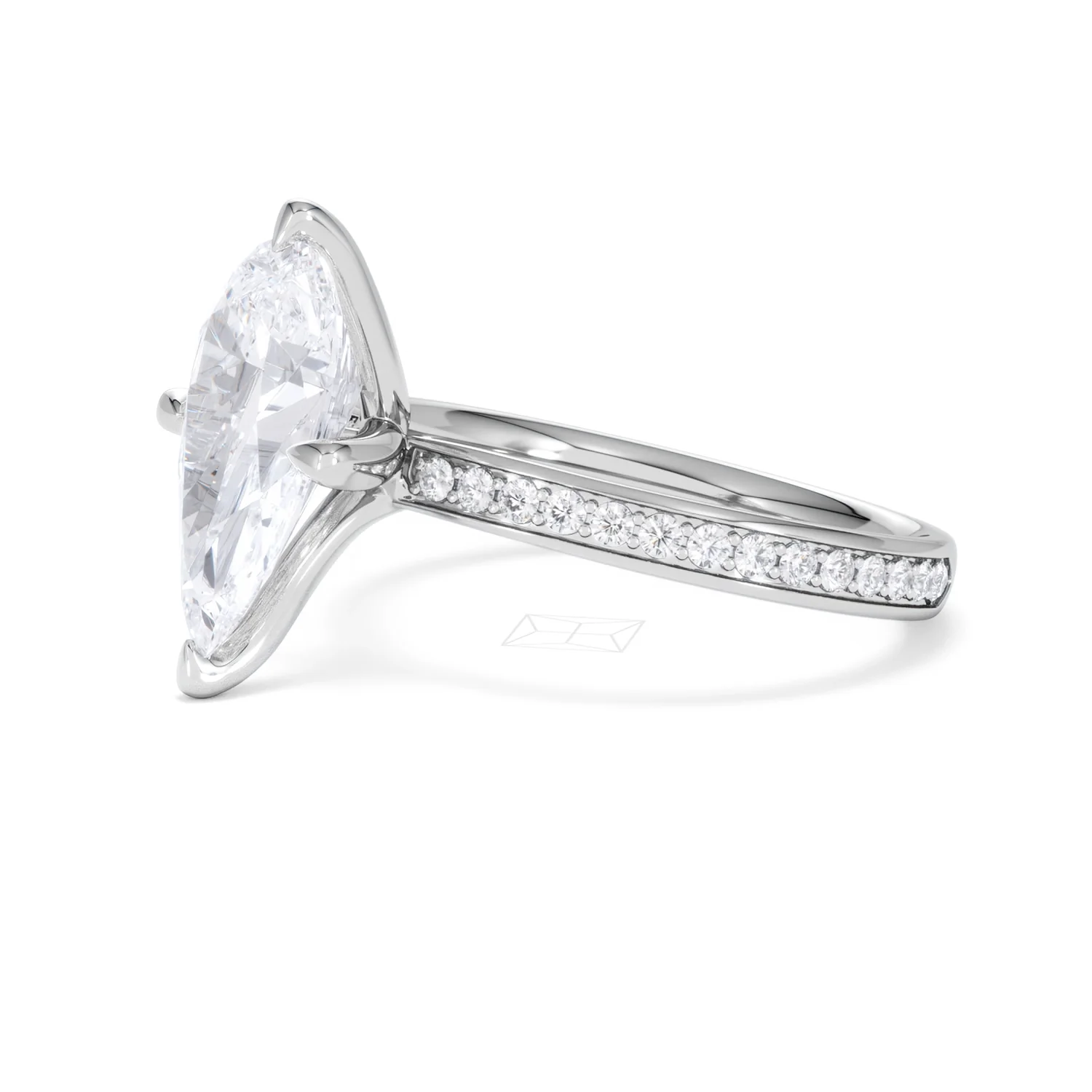Origin Twist 3.00ct Pear Cut Lab Diamond Solitaire Engagement Ring with Side Stones in Platinum - Image 74