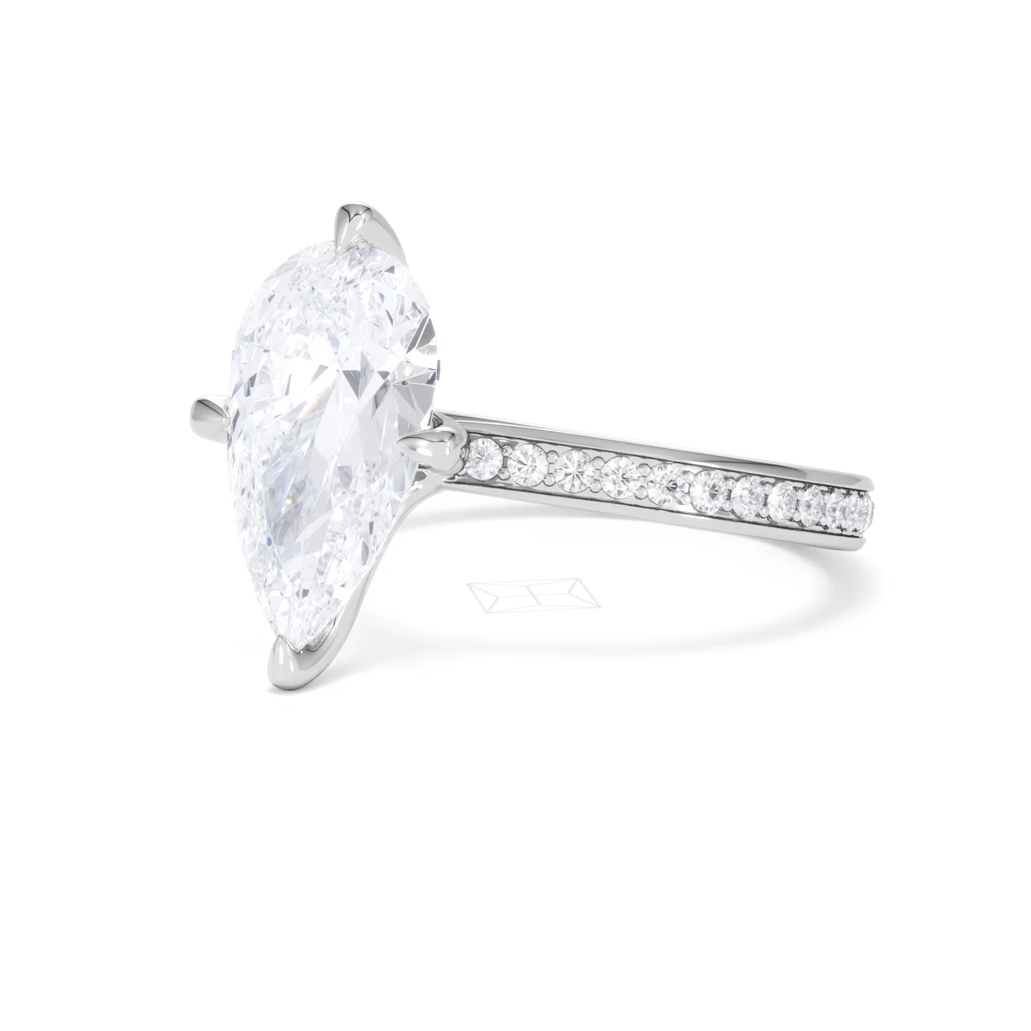 Origin Twist 3.00ct Pear Cut Lab Diamond Solitaire Engagement Ring with Side Stones in Platinum - Image 79