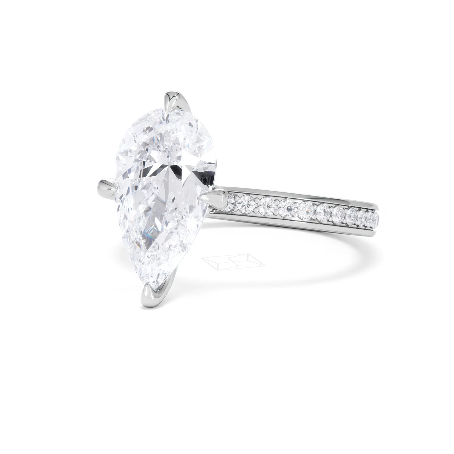 Origin Twist 3.00ct Pear Cut Lab Diamond Solitaire Engagement Ring with Side Stones in Platinum - Image 81