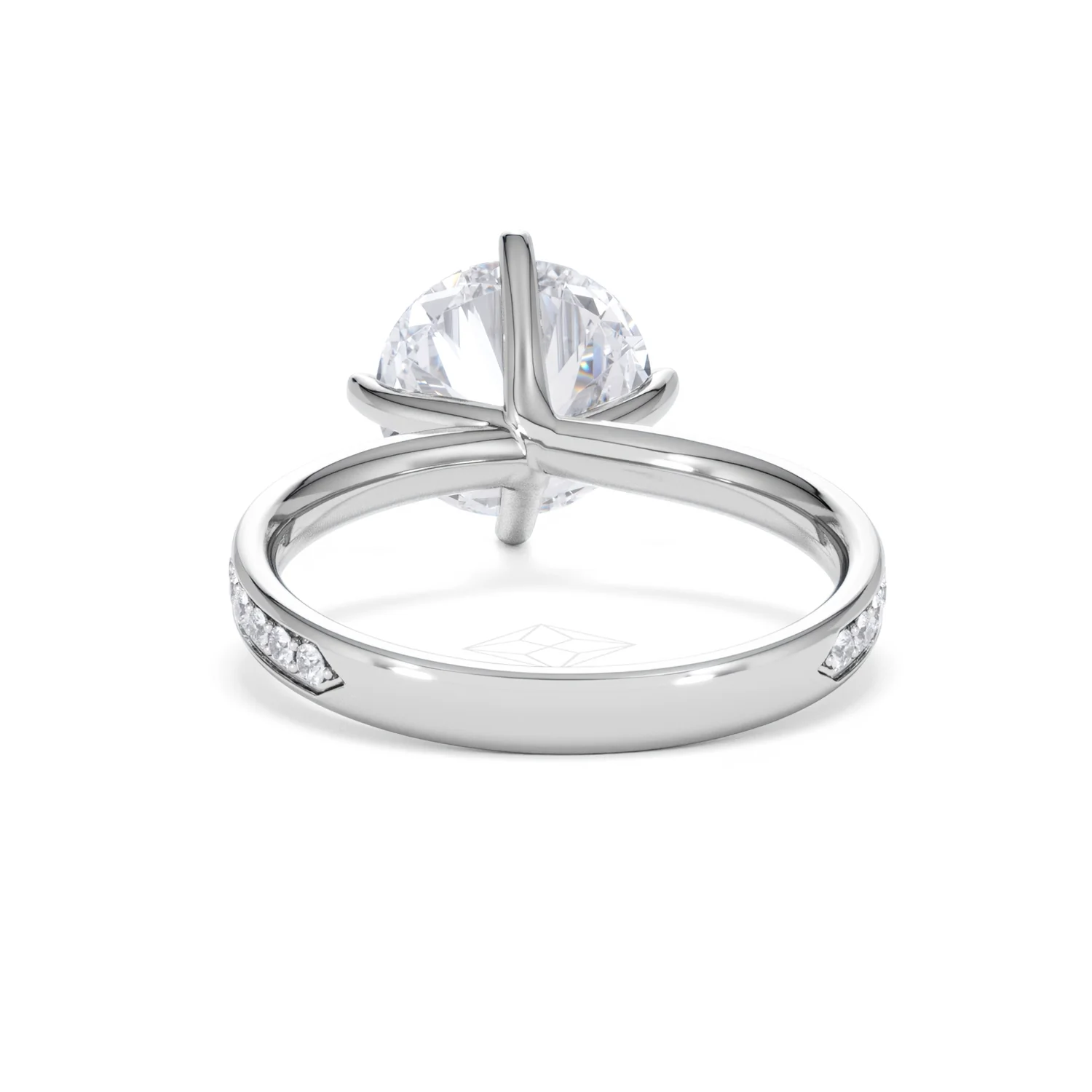 Origin Twist 3.00ct Round Cut Lab Diamond Solitaire Engagement Ring with Side Stones in Platinum - Image 48