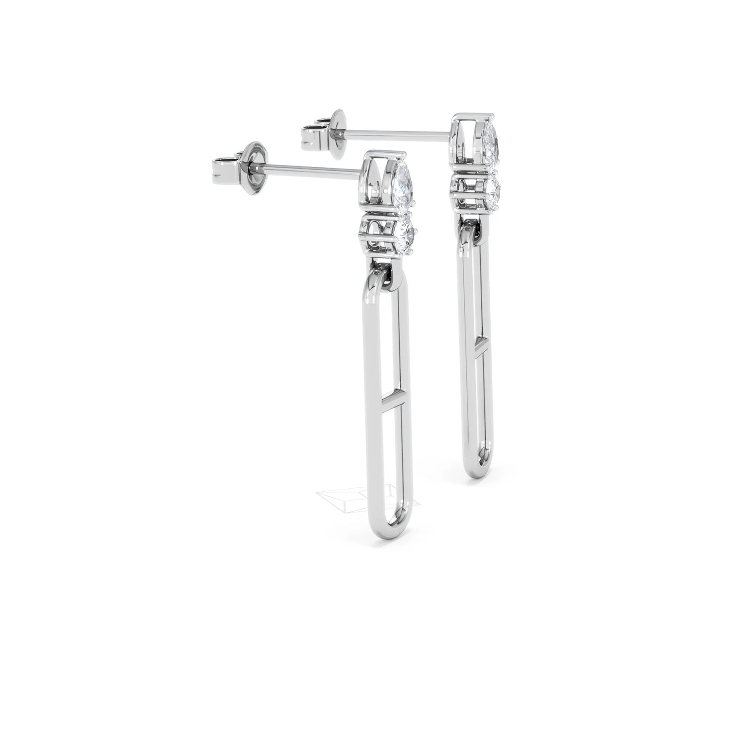 Paperclip 0.47ct Lab Diamond Drop Link Earrings in 18K White Gold - Image 24