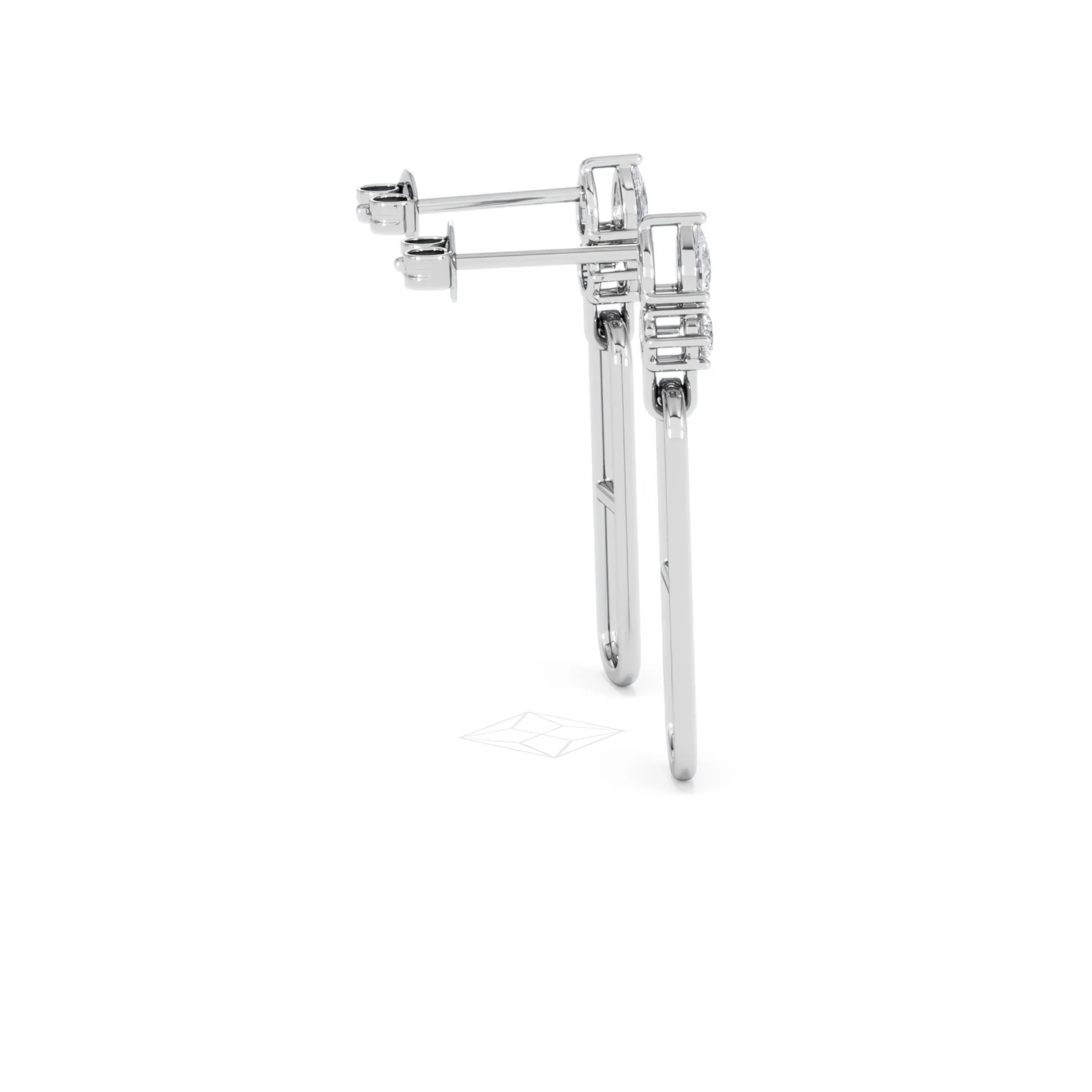 Paperclip 0.47ct Lab Diamond Drop Link Earrings in 18K White Gold - Image 31