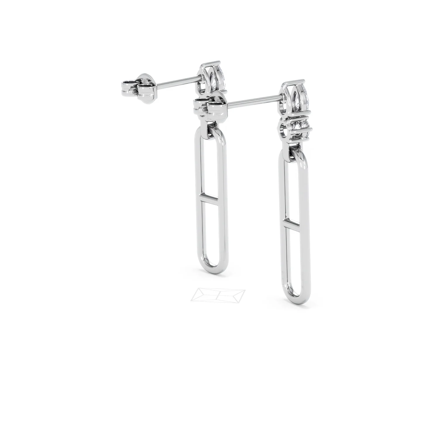 Paperclip 0.47ct Lab Diamond Drop Link Earrings in 18K White Gold - Image 37