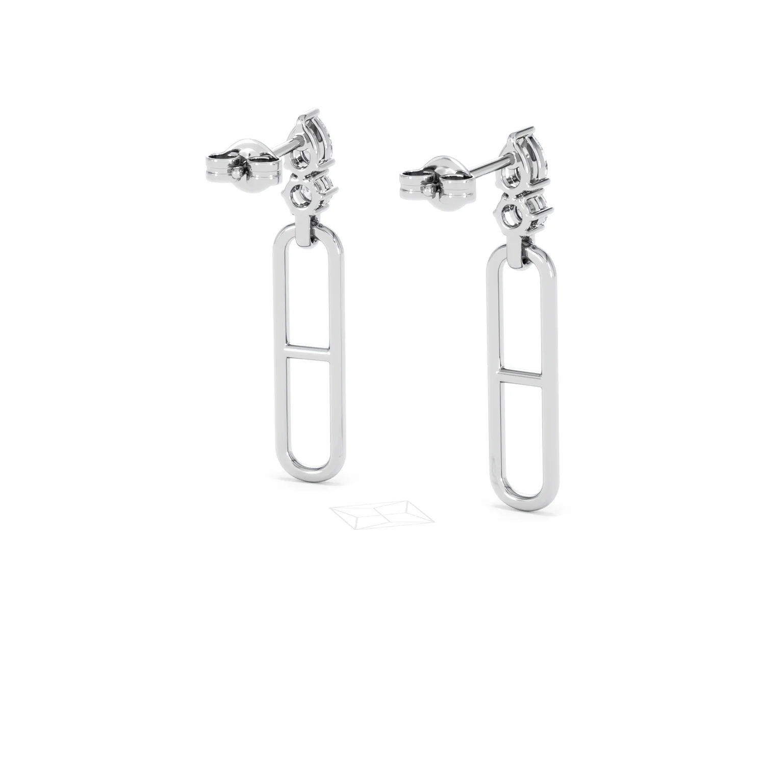 Paperclip 0.47ct Lab Diamond Drop Link Earrings in 18K White Gold - Image 43
