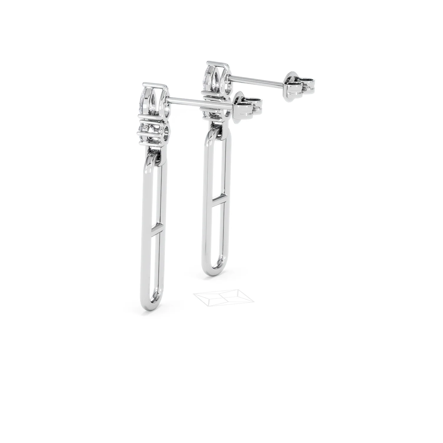 Paperclip 0.47ct Lab Diamond Drop Link Earrings in 18K White Gold - Image 63