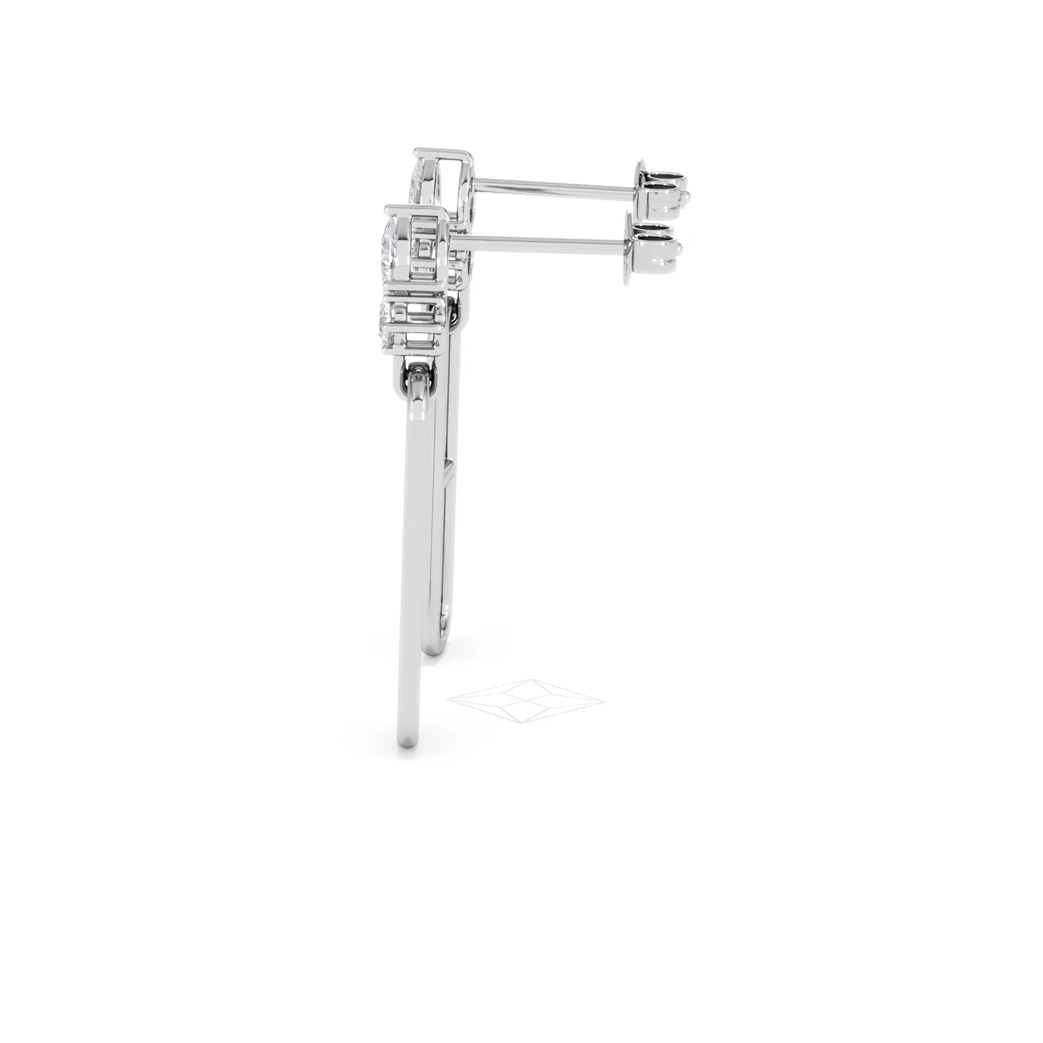Paperclip 0.47ct Lab Diamond Drop Link Earrings in 18K White Gold - Image 68