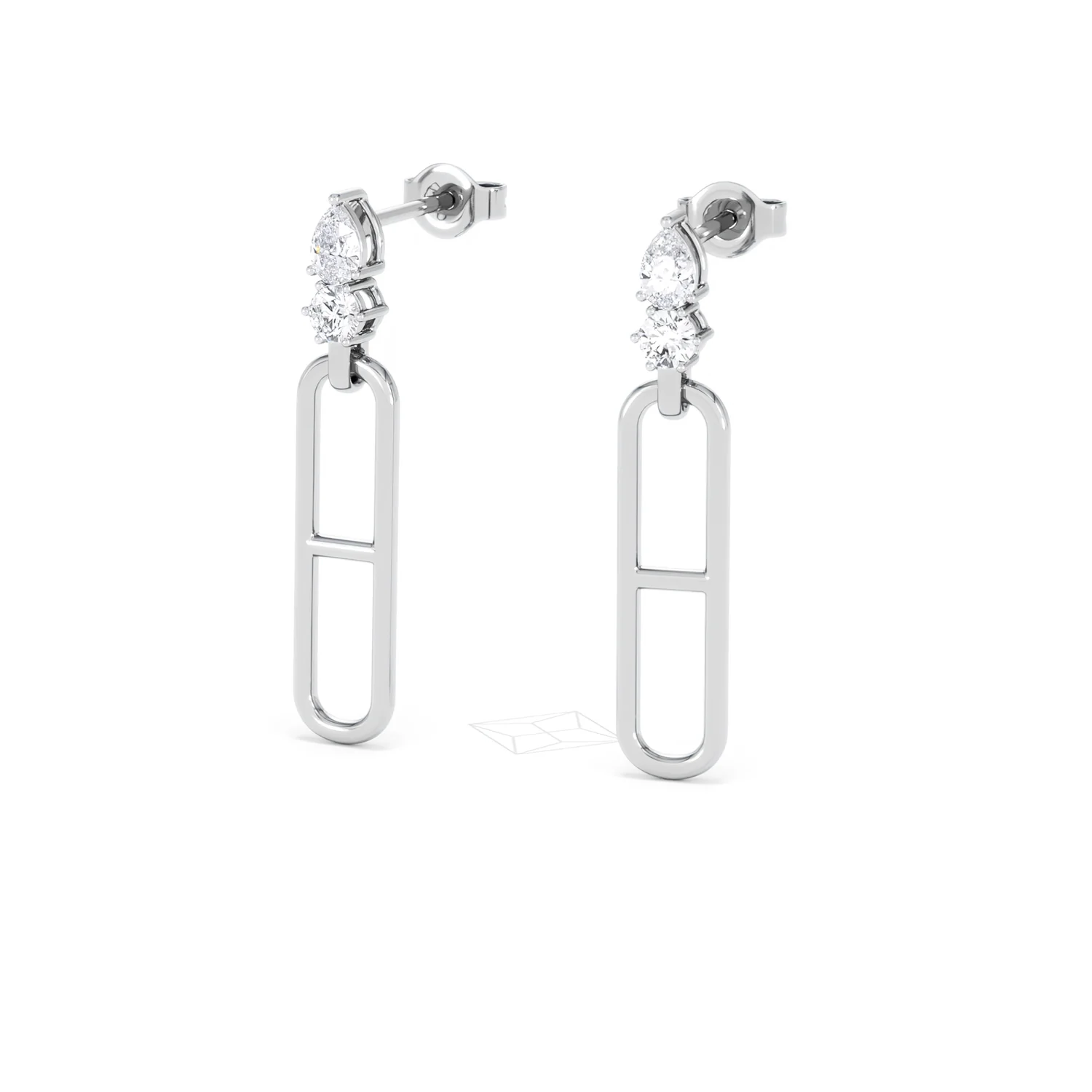 Paperclip 0.47ct Lab Diamond Drop Link Earrings in 18K White Gold - Image 84