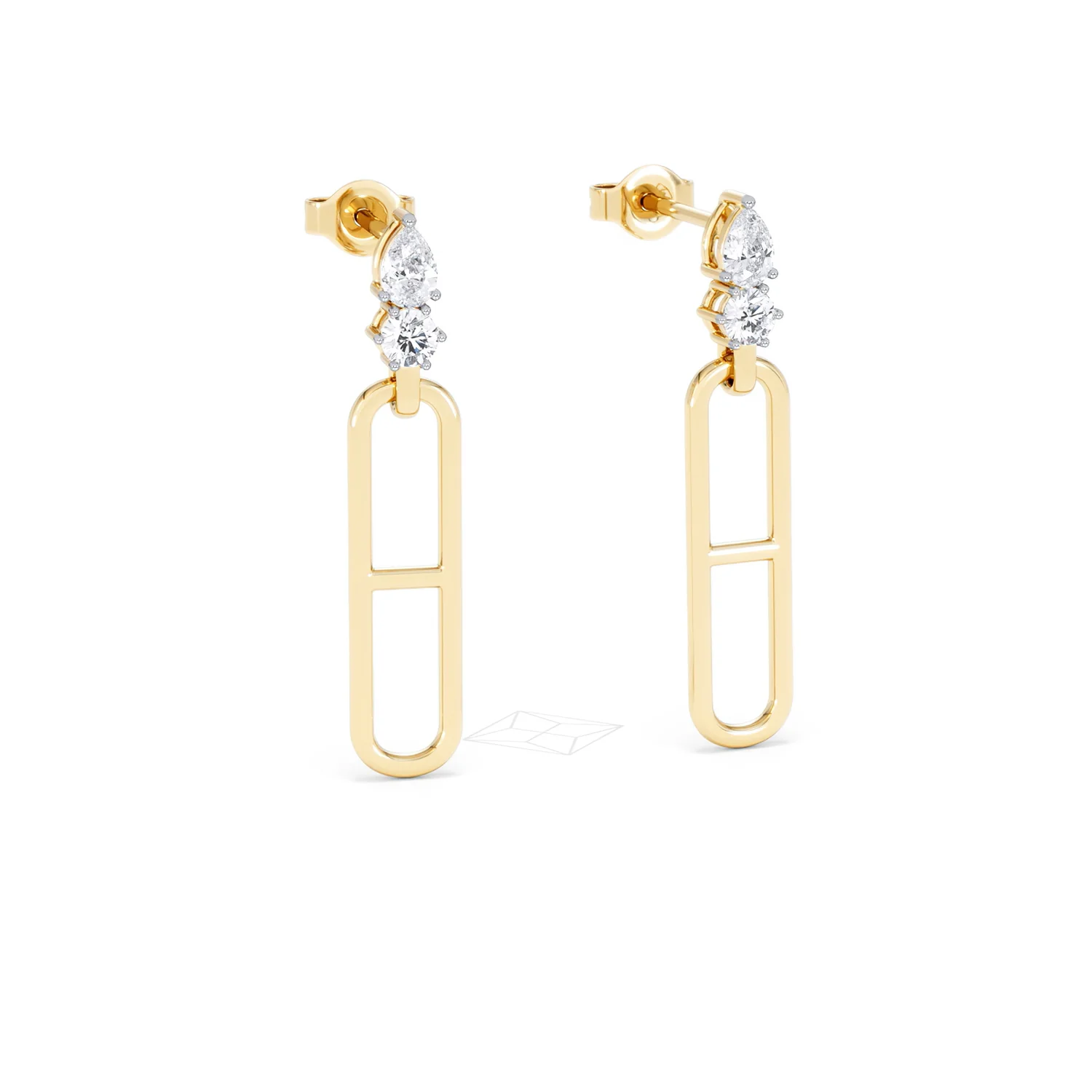 Paperclip 0.47ct Lab Diamond Drop Link Earrings in 18K Yellow Gold - Image 13
