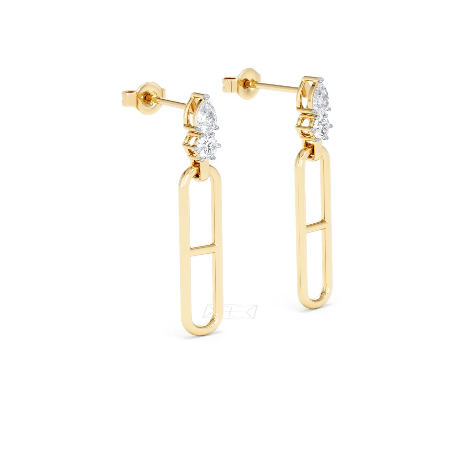 Paperclip 0.47ct Lab Diamond Drop Link Earrings in 18K Yellow Gold - Image 18