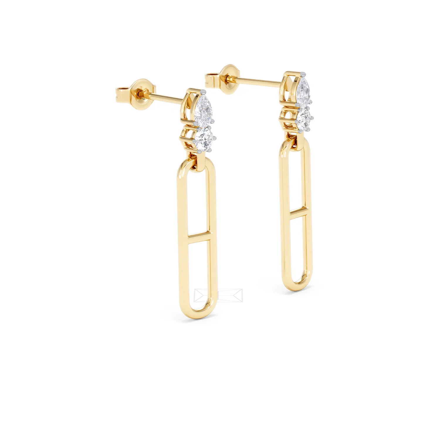 Paperclip 0.47ct Lab Diamond Drop Link Earrings in 18K Yellow Gold - Image 19