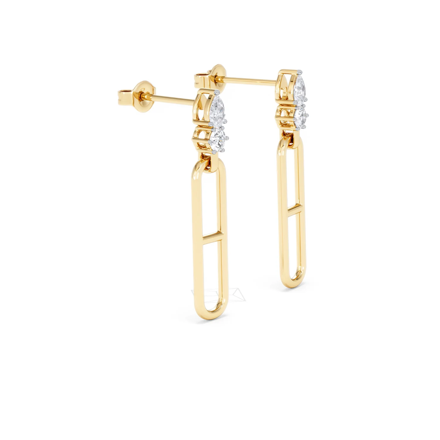 Paperclip 0.47ct Lab Diamond Drop Link Earrings in 18K Yellow Gold - Image 21