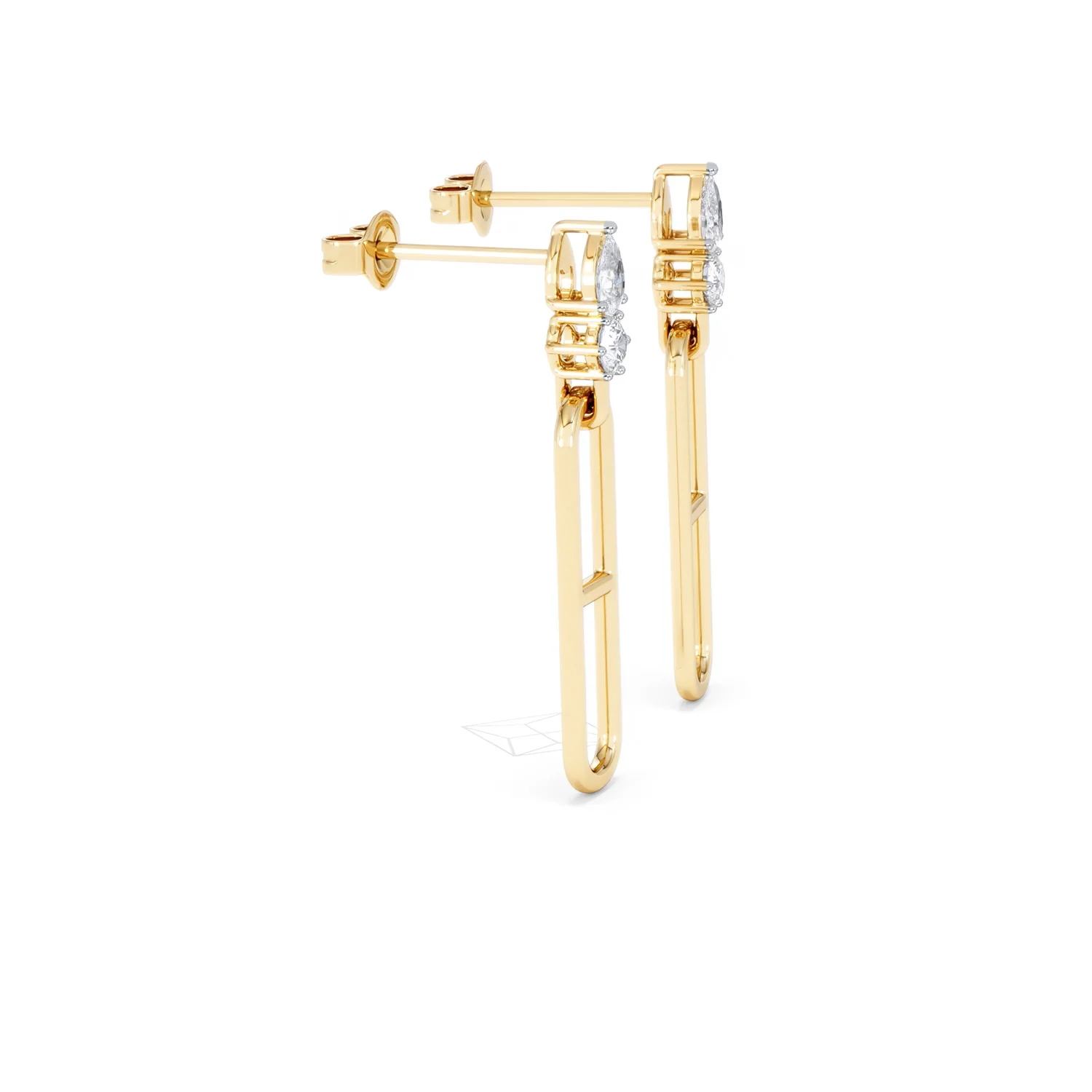 Paperclip 0.47ct Lab Diamond Drop Link Earrings in 18K Yellow Gold - Image 25