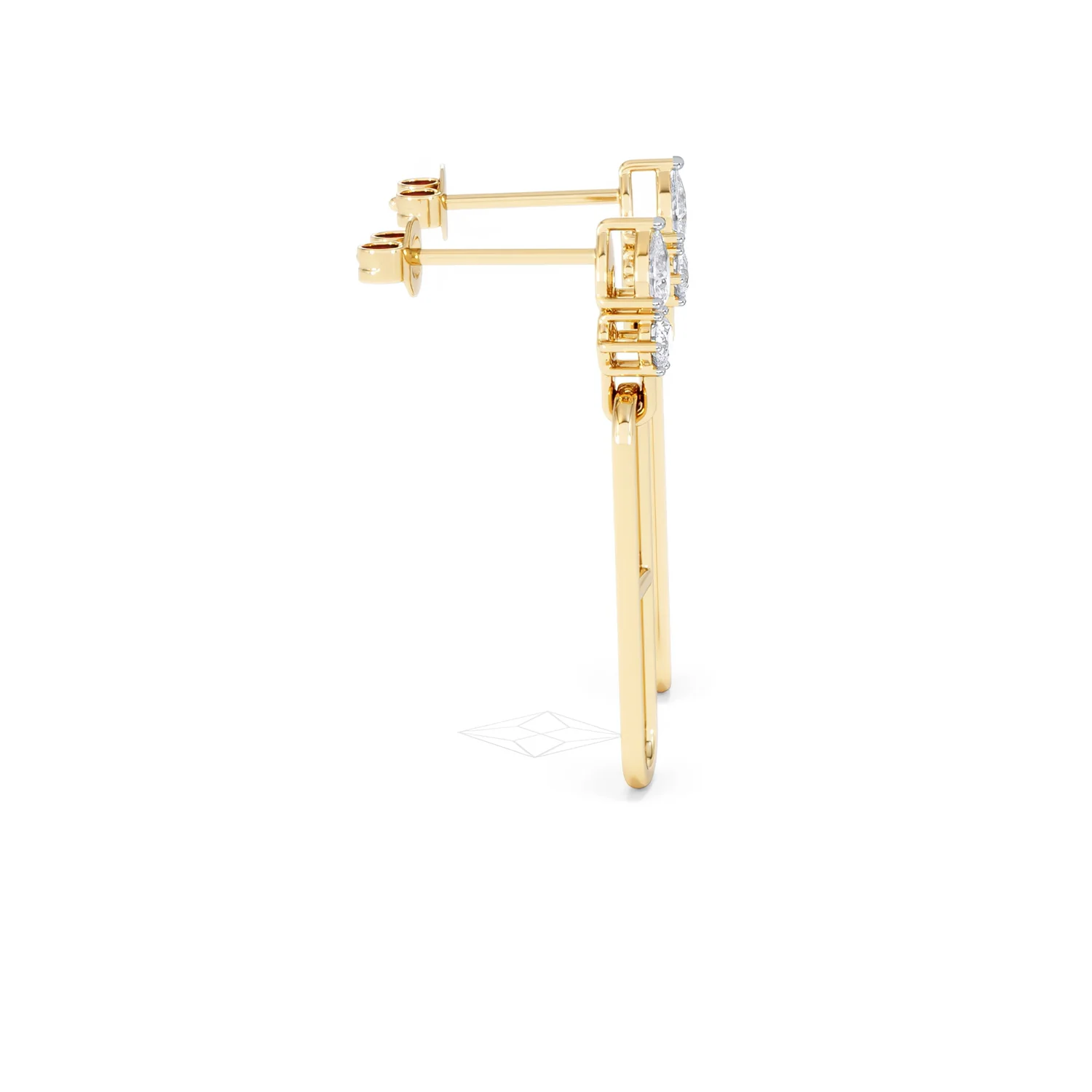 Paperclip 0.47ct Lab Diamond Drop Link Earrings in 18K Yellow Gold - Image 28