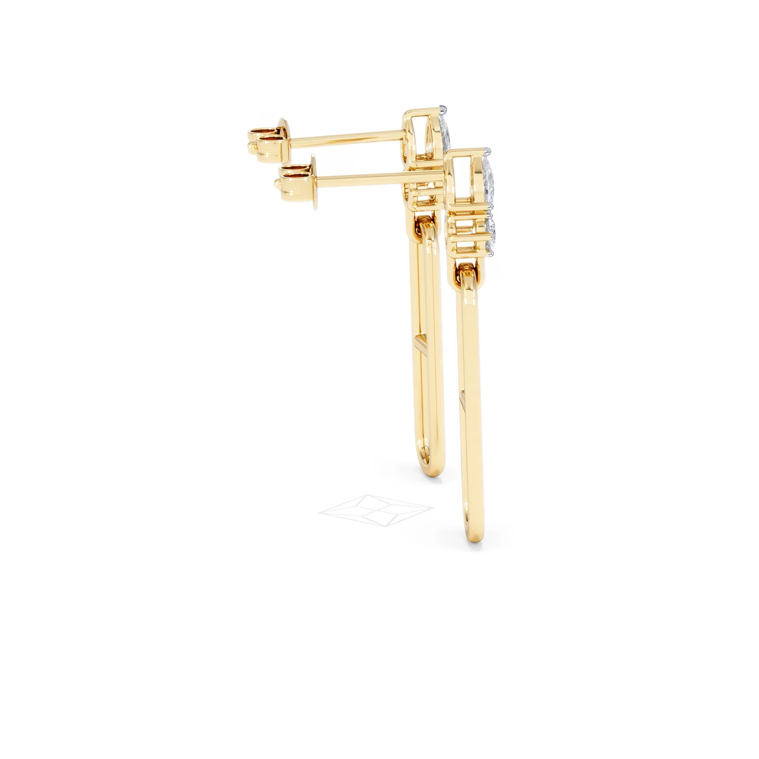 Paperclip 0.47ct Lab Diamond Drop Link Earrings in 18K Yellow Gold - Image 31