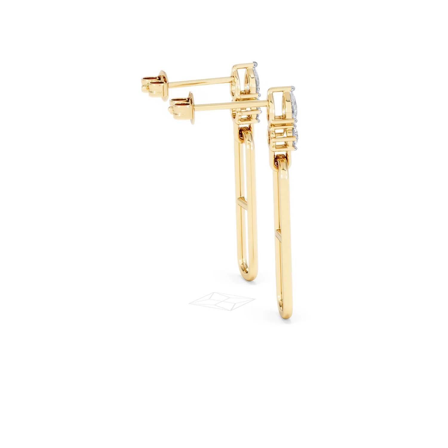 Paperclip 0.47ct Lab Diamond Drop Link Earrings in 18K Yellow Gold - Image 32