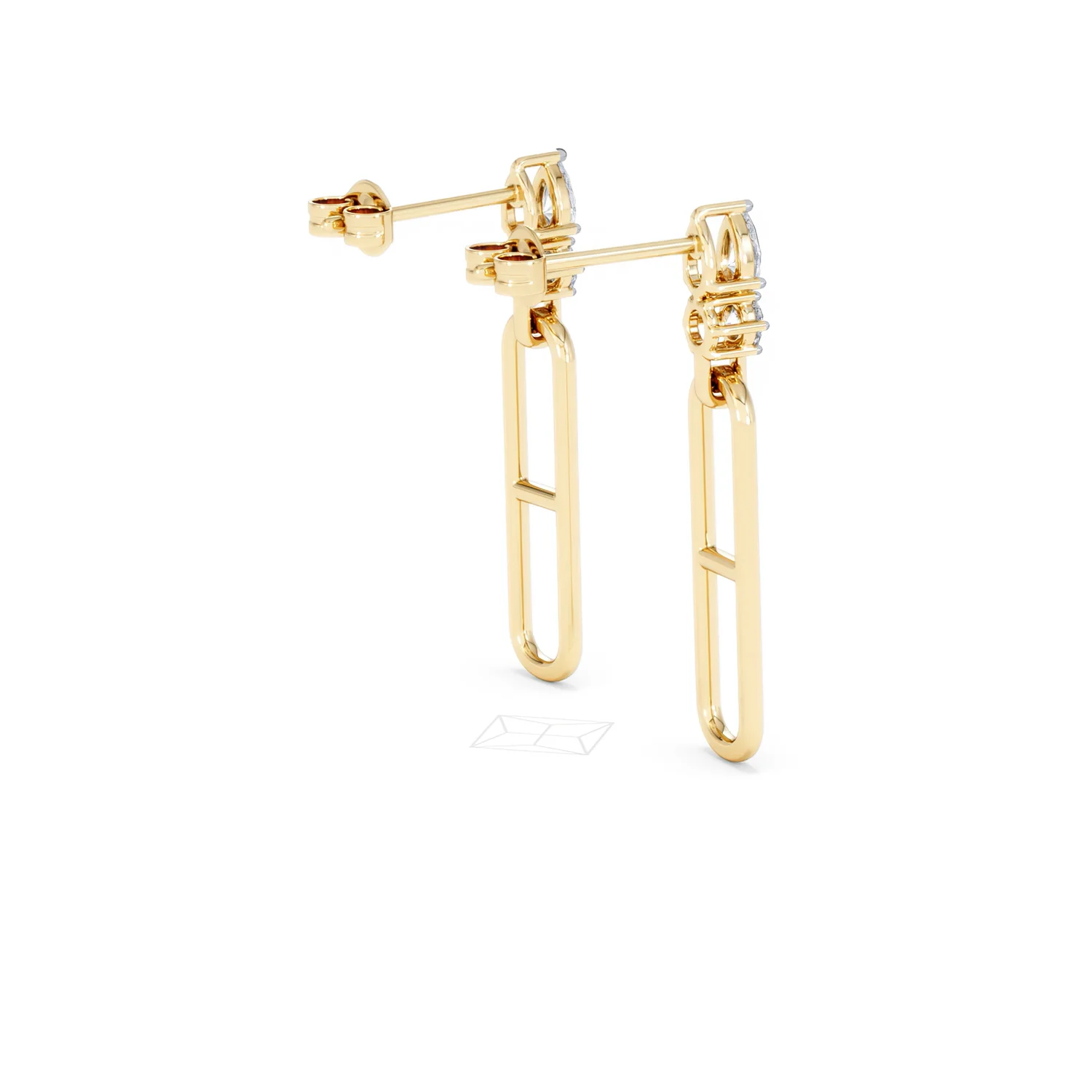 Paperclip 0.47ct Lab Diamond Drop Link Earrings in 18K Yellow Gold - Image 36