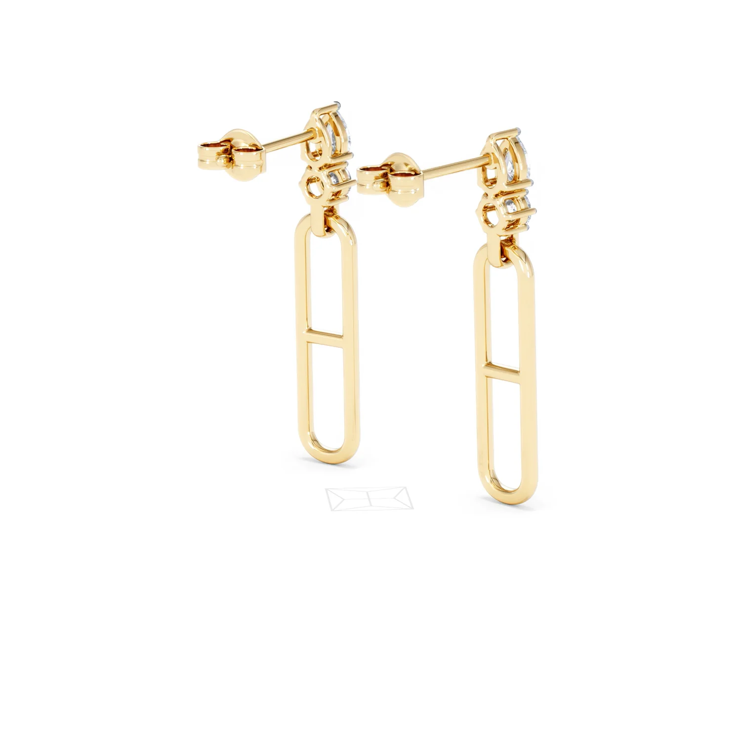 Paperclip 0.47ct Lab Diamond Drop Link Earrings in 18K Yellow Gold - Image 40