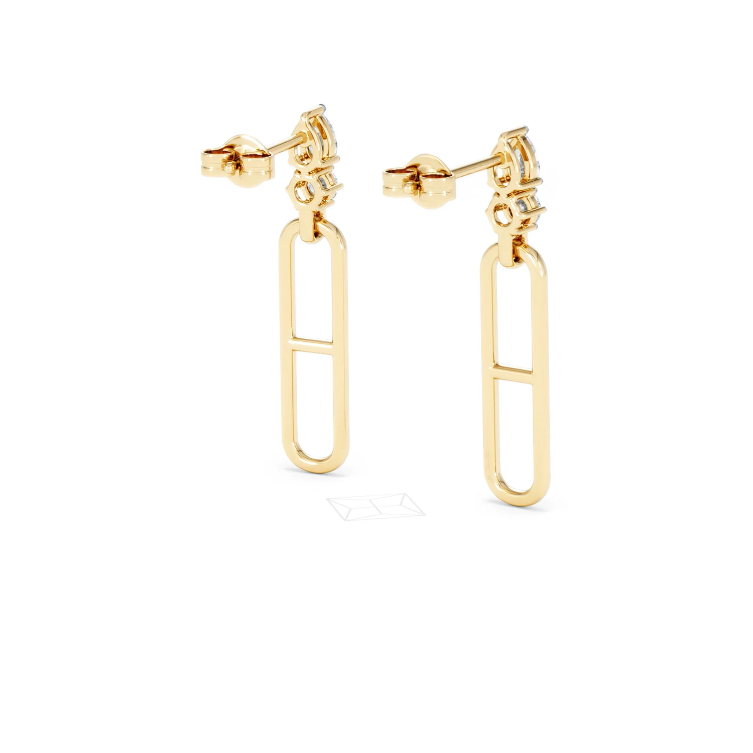 Paperclip 0.47ct Lab Diamond Drop Link Earrings in 18K Yellow Gold - Image 42