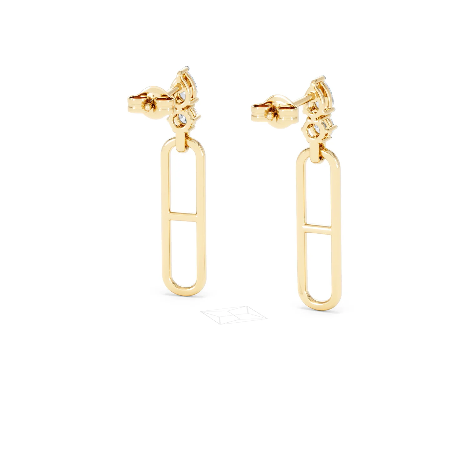 Paperclip 0.47ct Lab Diamond Drop Link Earrings in 18K Yellow Gold - Image 44