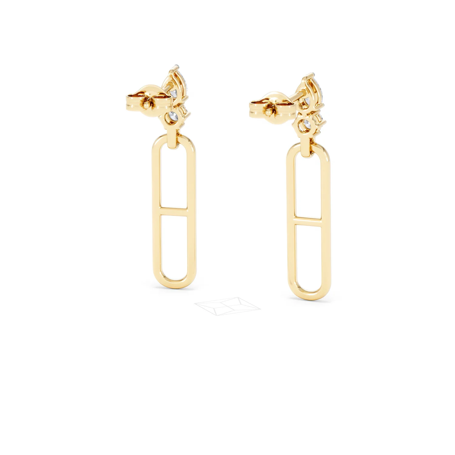 Paperclip 0.47ct Lab Diamond Drop Link Earrings in 18K Yellow Gold - Image 45