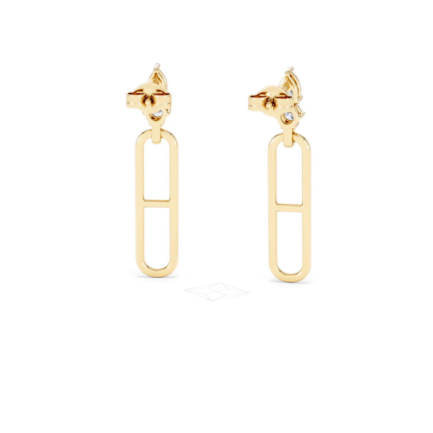 Paperclip 0.47ct Lab Diamond Drop Link Earrings in 18K Yellow Gold - Image 47