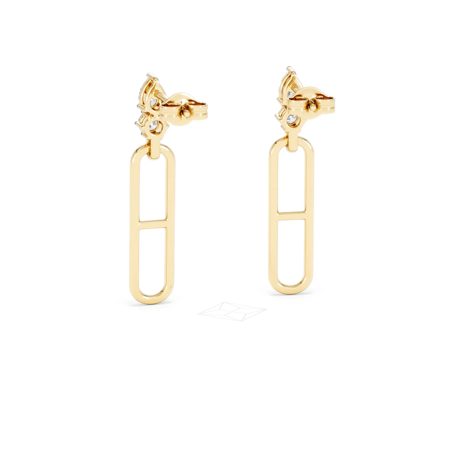 Paperclip 0.47ct Lab Diamond Drop Link Earrings in 18K Yellow Gold - Image 52
