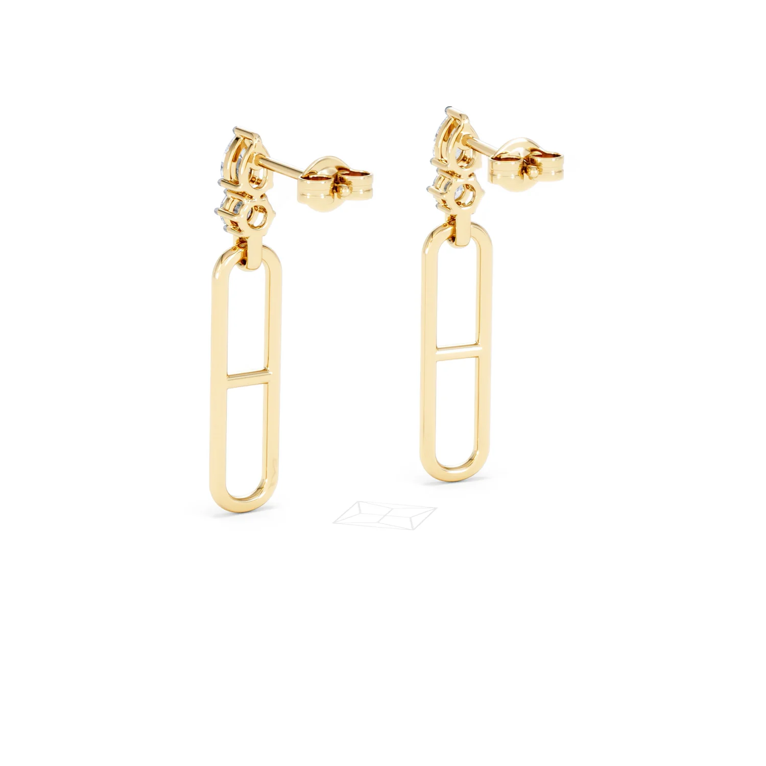 Paperclip 0.47ct Lab Diamond Drop Link Earrings in 18K Yellow Gold - Image 55