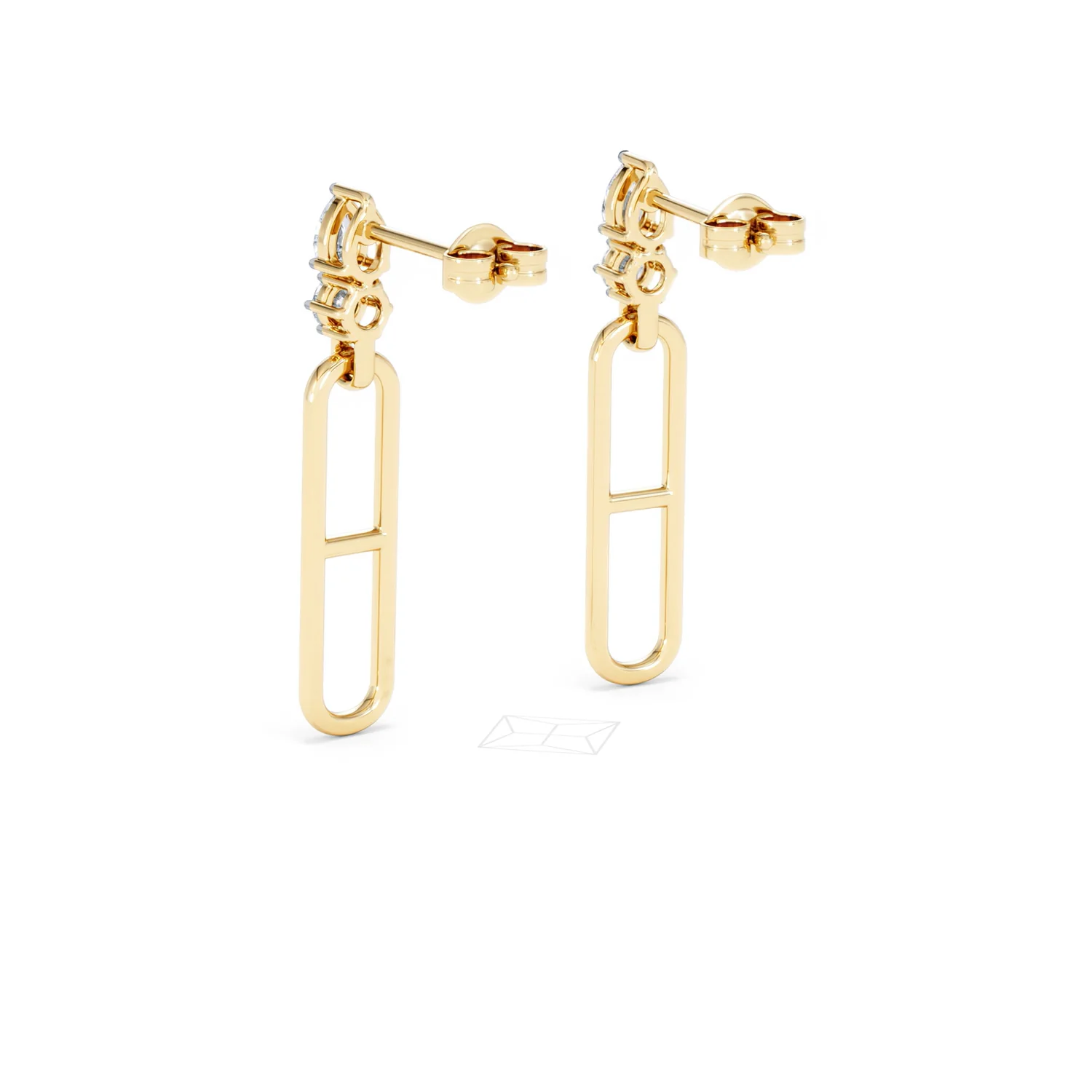 Paperclip 0.47ct Lab Diamond Drop Link Earrings in 18K Yellow Gold - Image 56