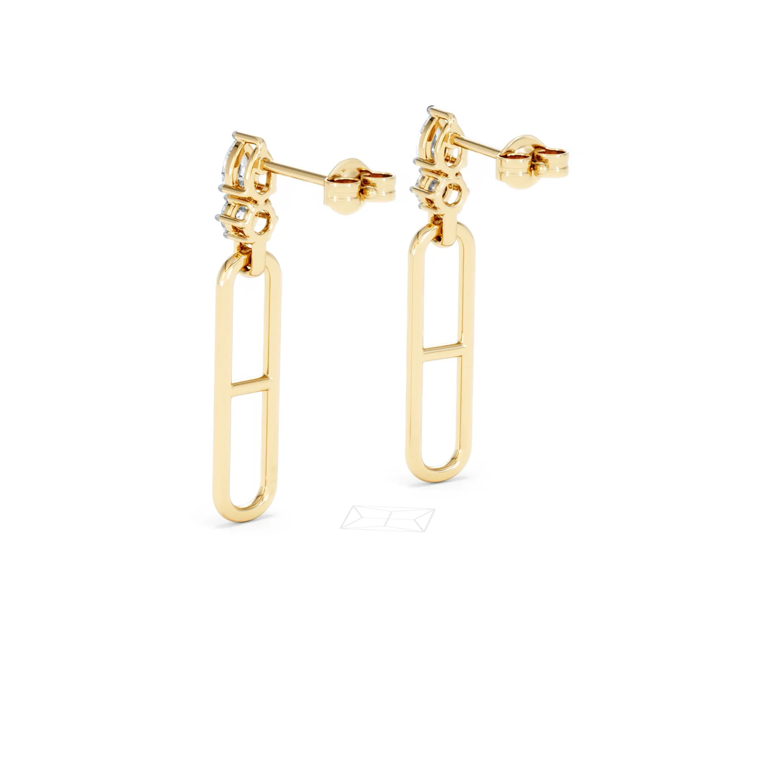 Paperclip 0.47ct Lab Diamond Drop Link Earrings in 18K Yellow Gold - Image 57