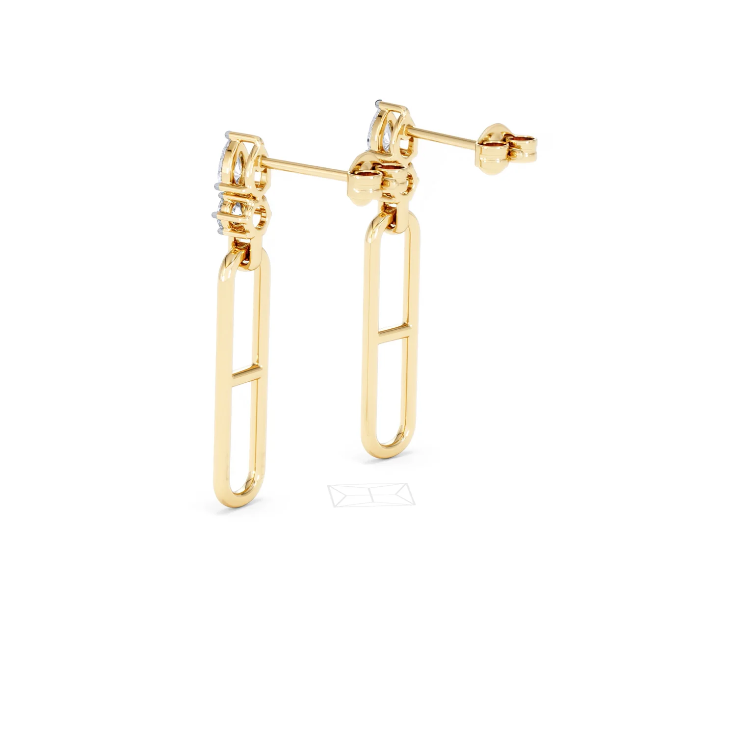 Paperclip 0.47ct Lab Diamond Drop Link Earrings in 18K Yellow Gold - Image 60