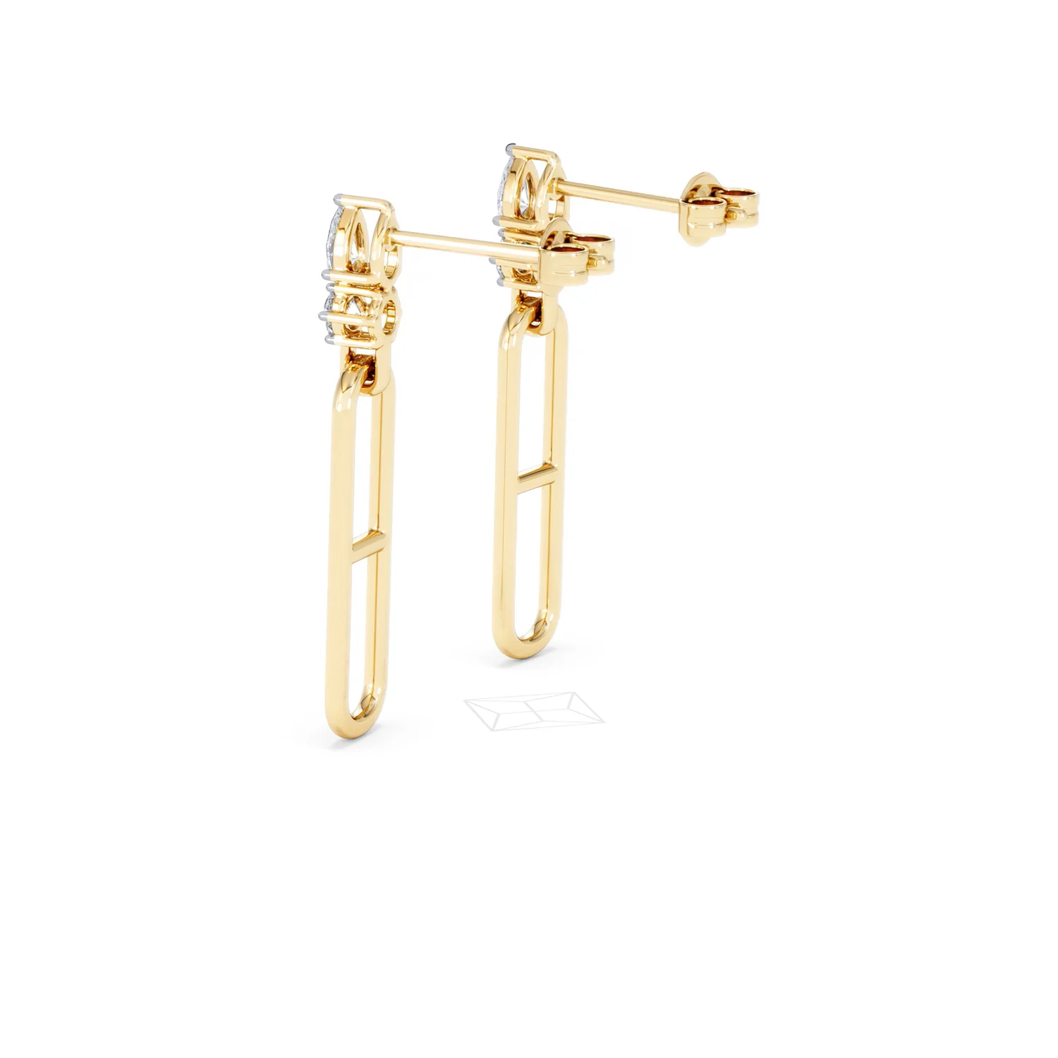 Paperclip 0.47ct Lab Diamond Drop Link Earrings in 18K Yellow Gold - Image 62