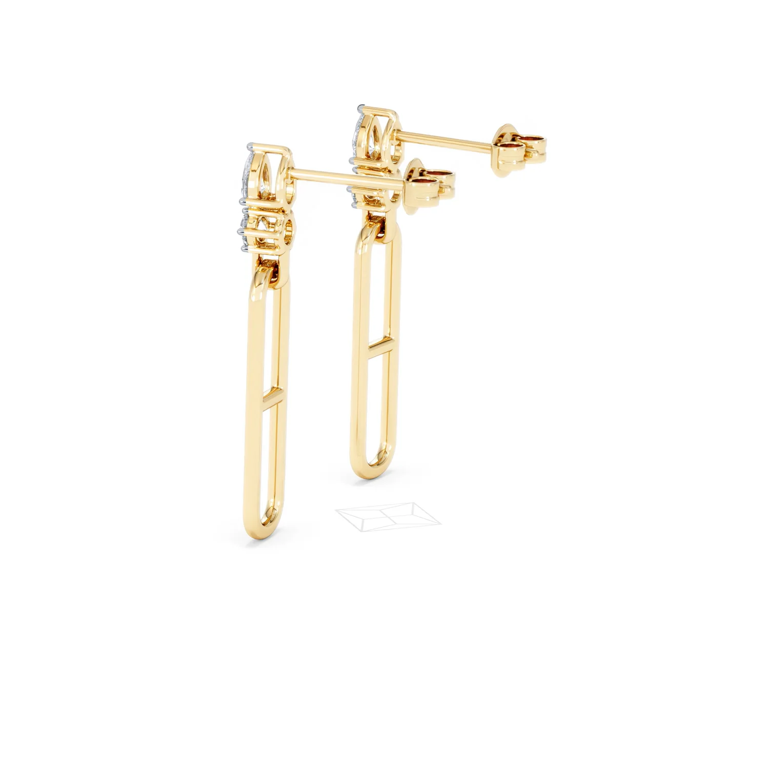 Paperclip 0.47ct Lab Diamond Drop Link Earrings in 18K Yellow Gold - Image 63