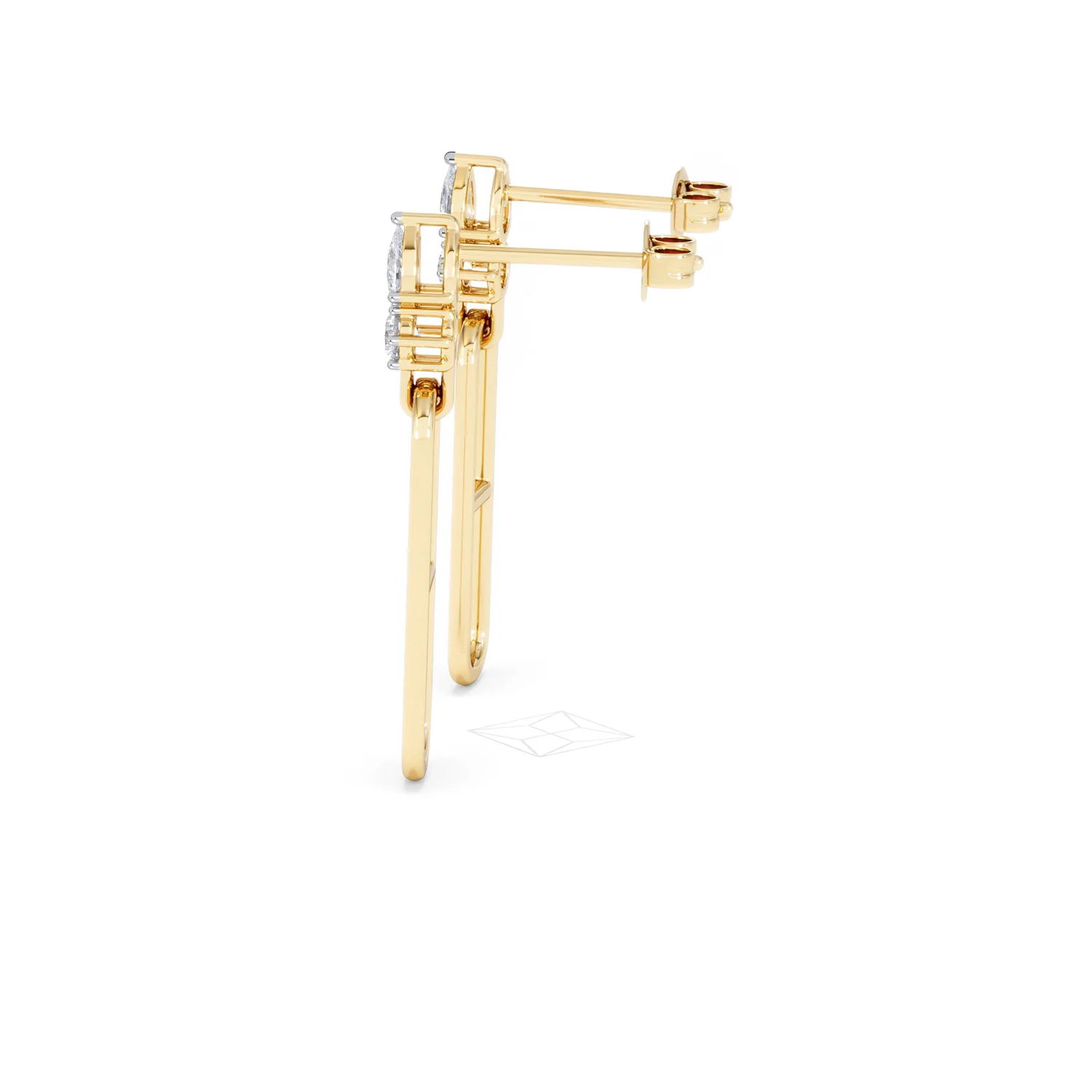 Paperclip 0.47ct Lab Diamond Drop Link Earrings in 18K Yellow Gold - Image 67