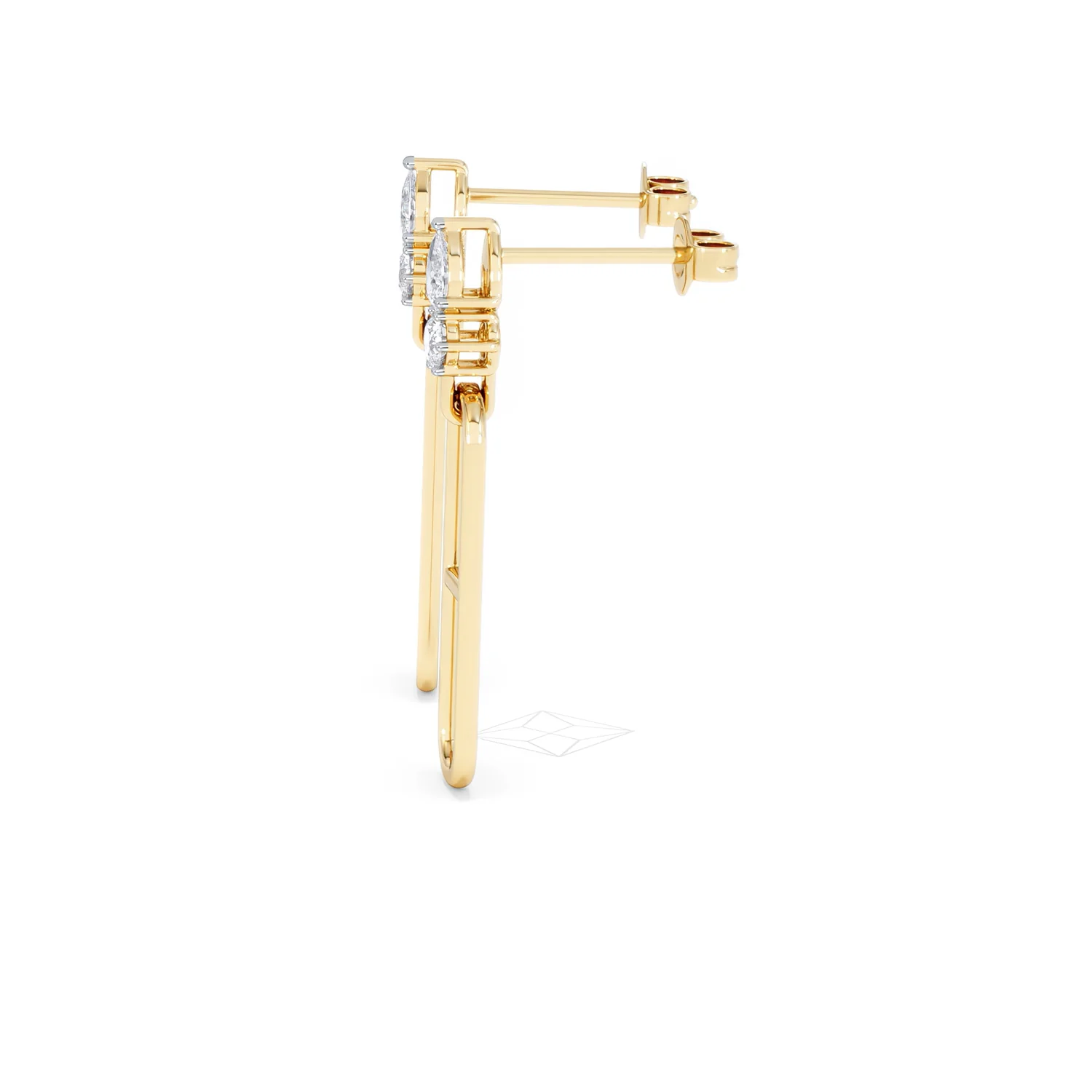 Paperclip 0.47ct Lab Diamond Drop Link Earrings in 18K Yellow Gold - Image 70