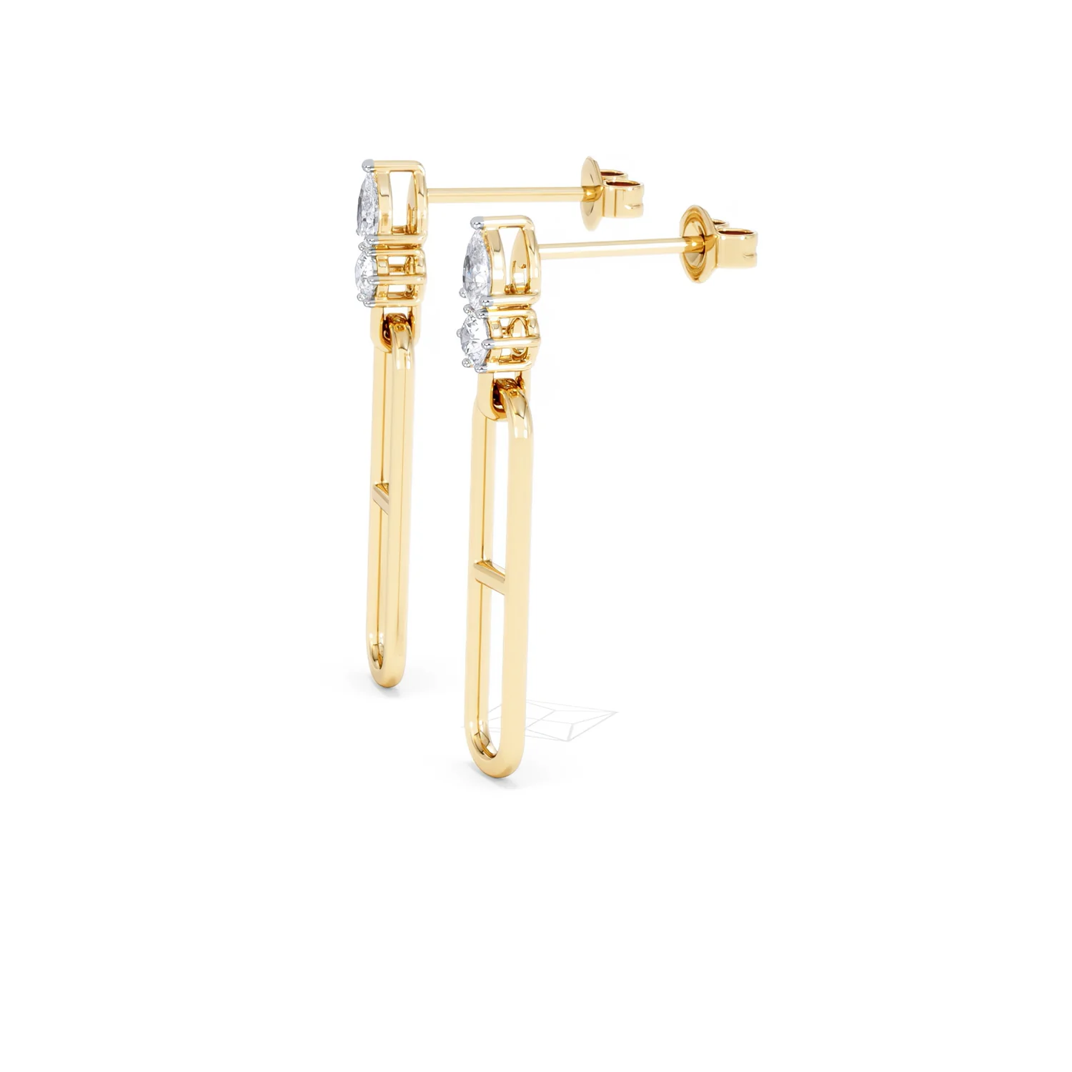 Paperclip 0.47ct Lab Diamond Drop Link Earrings in 18K Yellow Gold - Image 73
