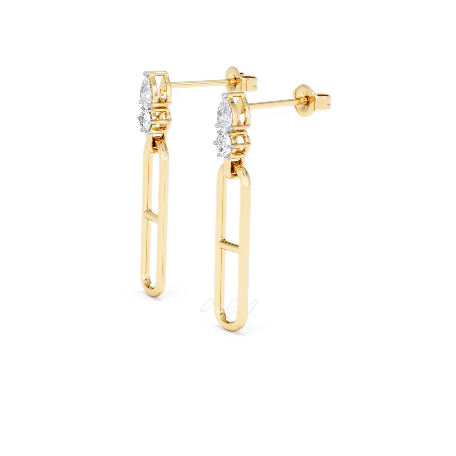 Paperclip 0.47ct Lab Diamond Drop Link Earrings in 18K Yellow Gold - Image 76