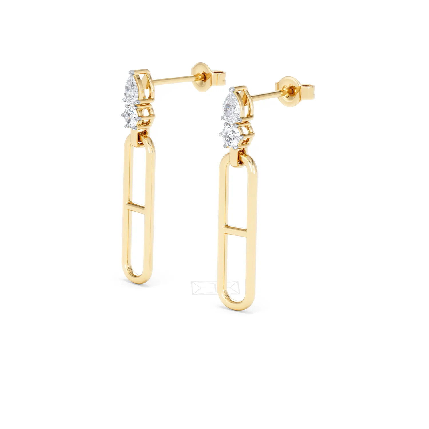 Paperclip 0.47ct Lab Diamond Drop Link Earrings in 18K Yellow Gold - Image 79