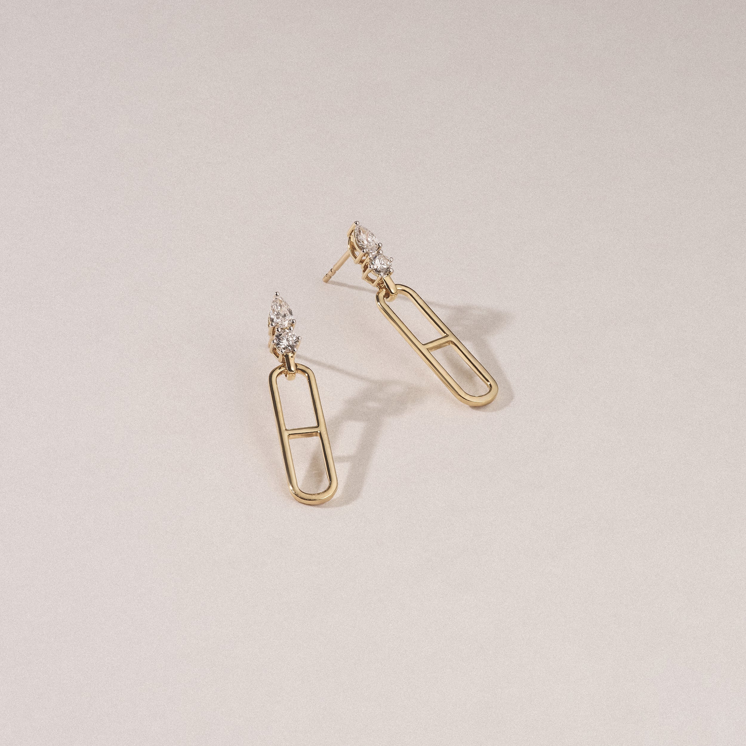 Paperclip 0.47ct Lab Diamond Drop Link Earrings in 18K Yellow Gold - Image 8