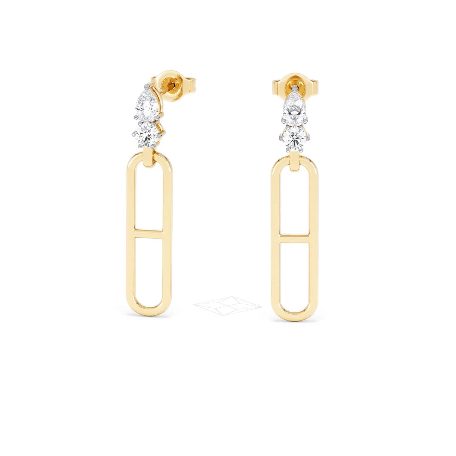 Paperclip 0.47ct Lab Diamond Drop Link Earrings in 18K Yellow Gold - Image 87